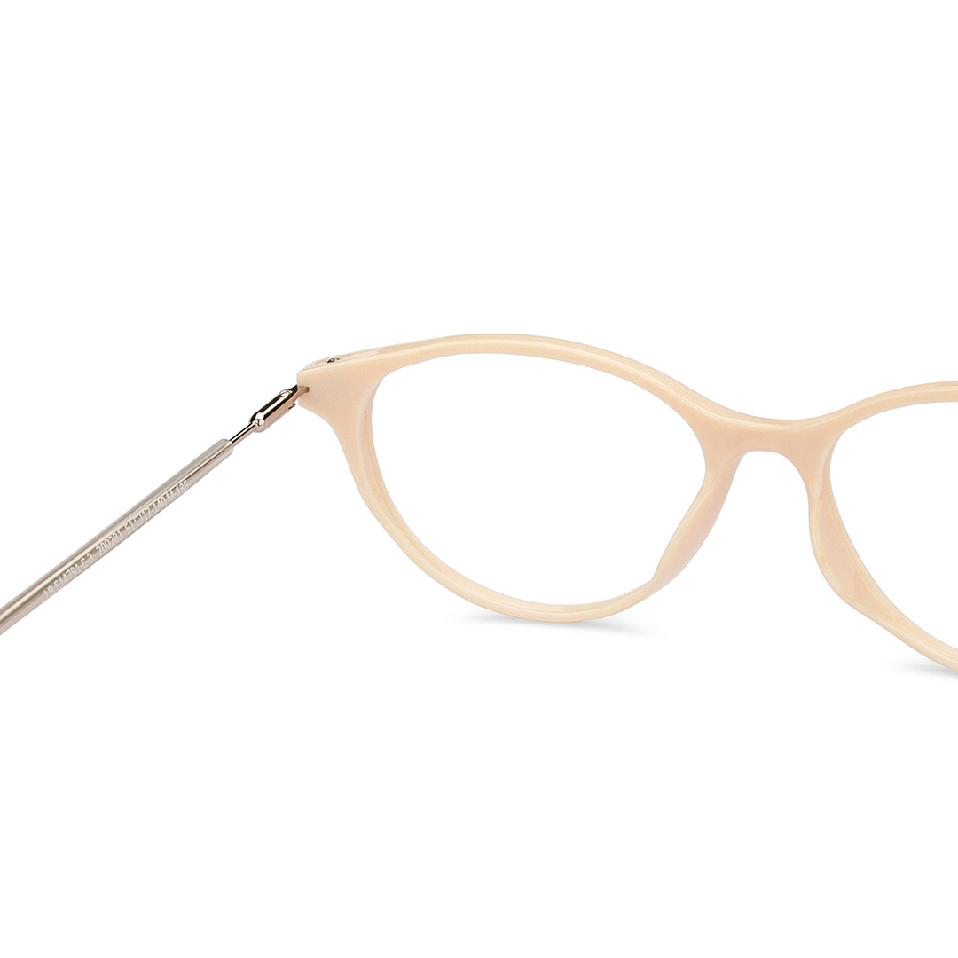 Lenskart BLU Screen Glasses Blue Block Zero Power Screen Glasses : Creamy White Silver Transparent Full Rim Cat Eye Lenskart Blu LB E14791-C3 right side