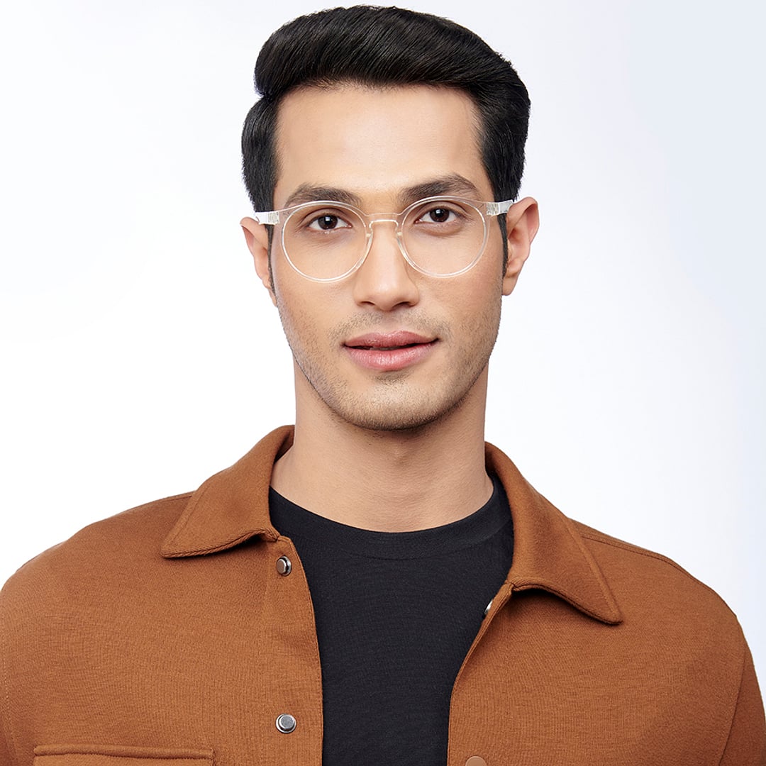 Lenskart BLU Screen Glasses Blue Block Zero Power Screen Glasses : Transparent Full Rim Round Lenskart Blu LB E14453-C4 right side