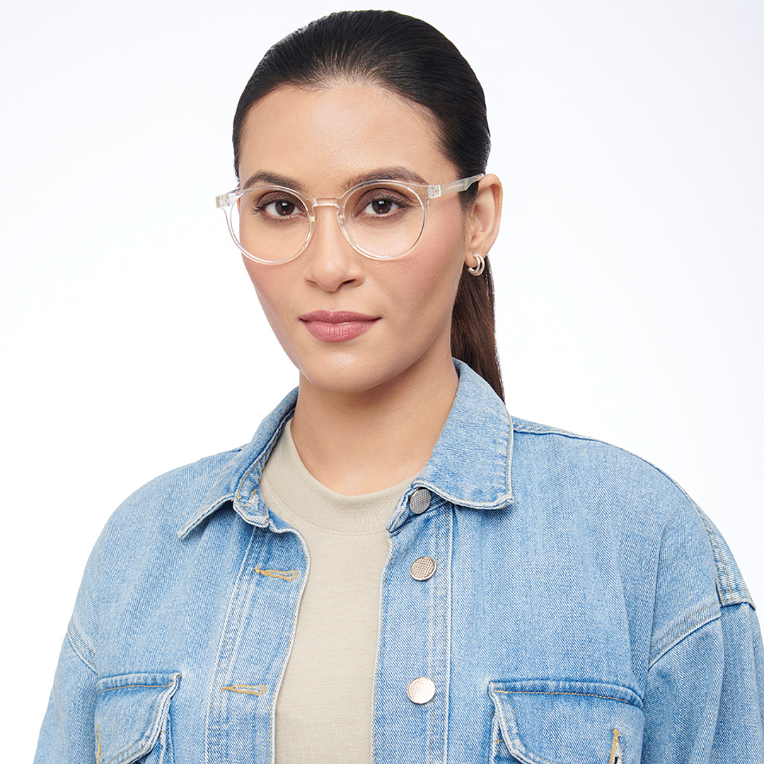 Lenskart BLU Screen Glasses Blue Block Zero Power Screen Glasses : Transparent Full Rim Round Lenskart Blu LB E14453-C4 right side