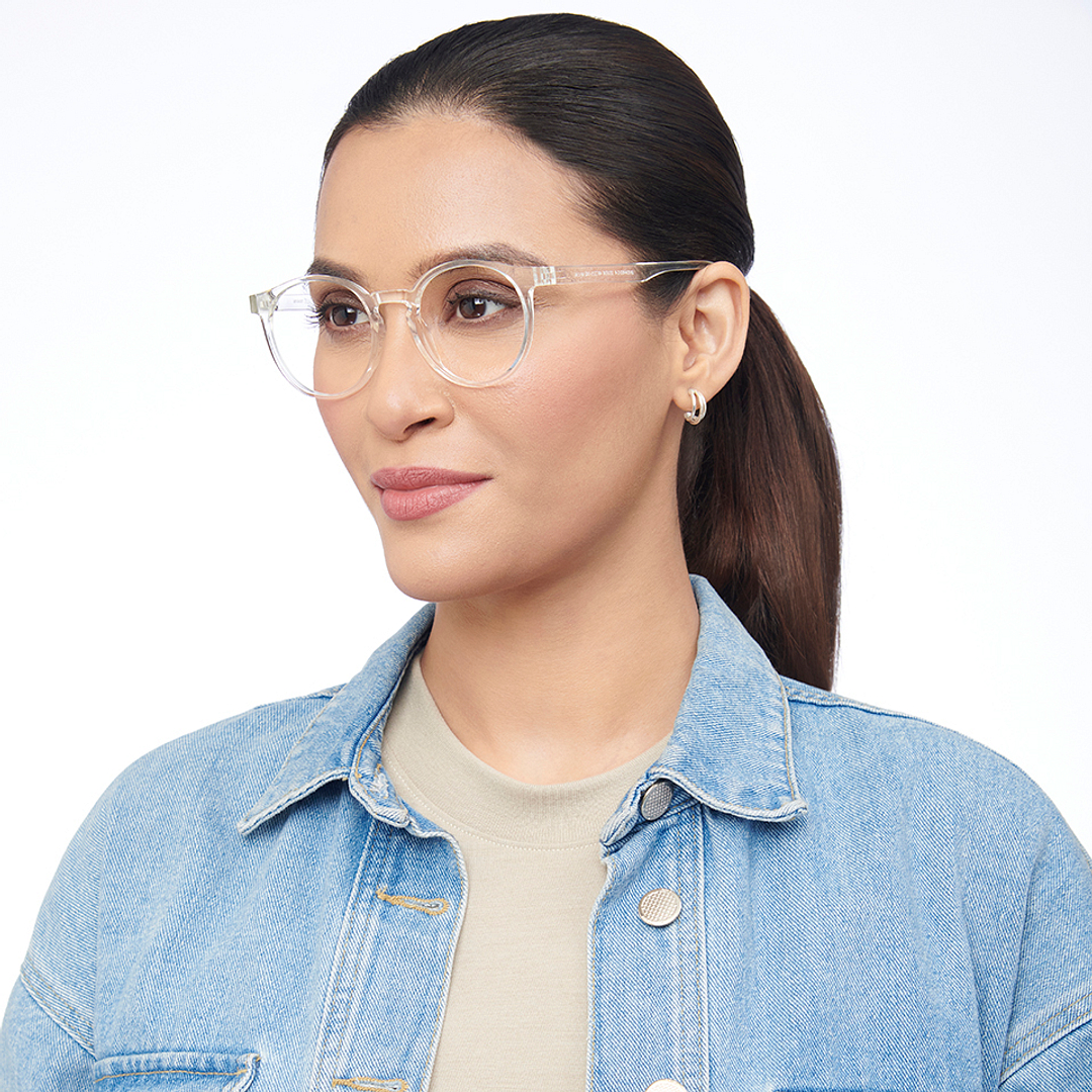 Lenskart BLU Screen Glasses Blue Block Zero Power Screen Glasses : Transparent Full Rim Round Lenskart Blu LB E14453-C4 left side