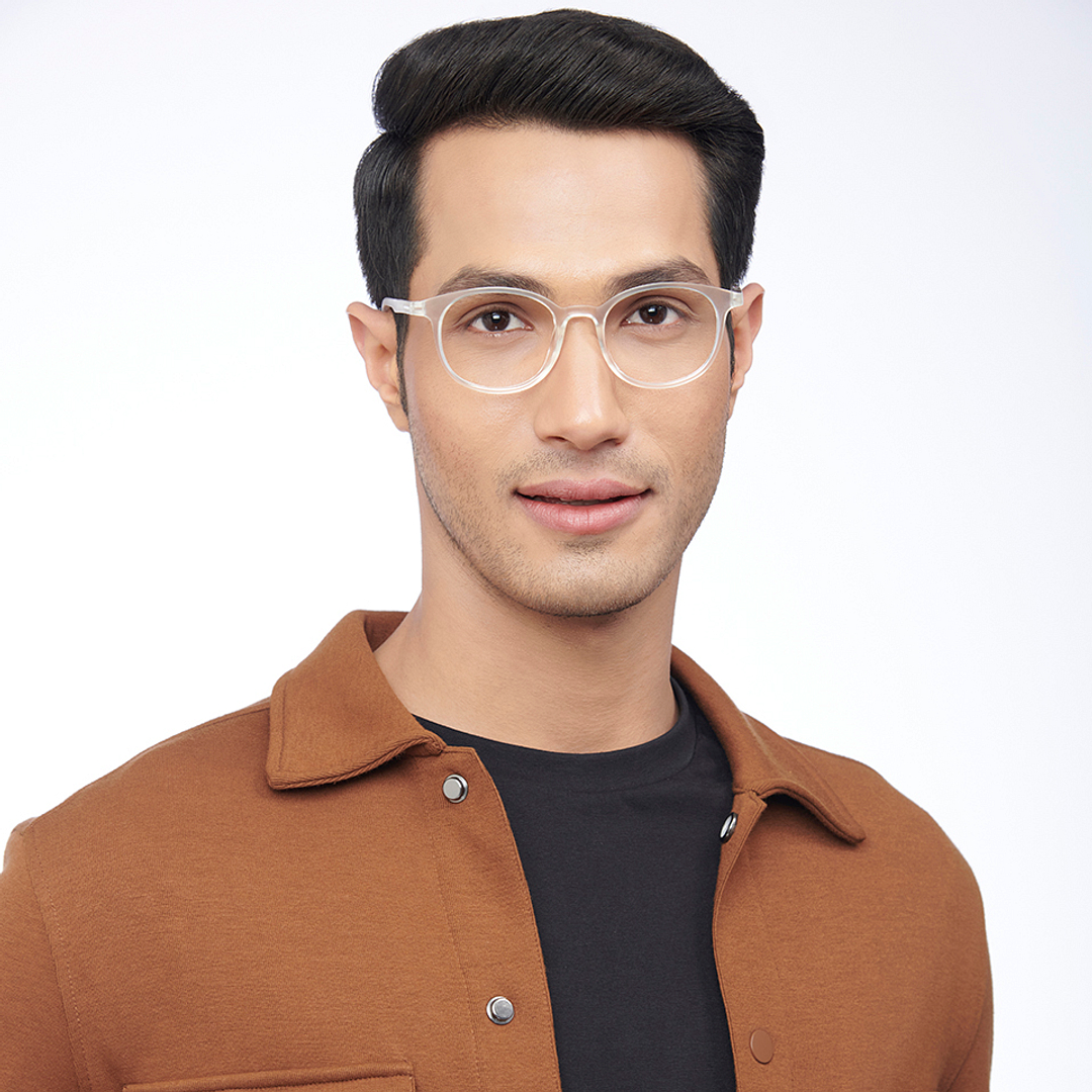 Lenskart BLU Screen Glasses Blue Block Zero Power Screen Glasses : Transparent Full Rim Round Lenskart Blu LB E13736-C5 right side