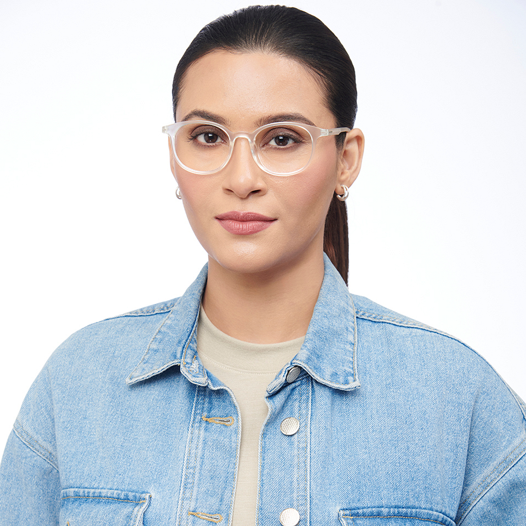 Lenskart BLU Screen Glasses Blue Block Zero Power Screen Glasses : Transparent Full Rim Round Lenskart Blu LB E13736-C5 right side