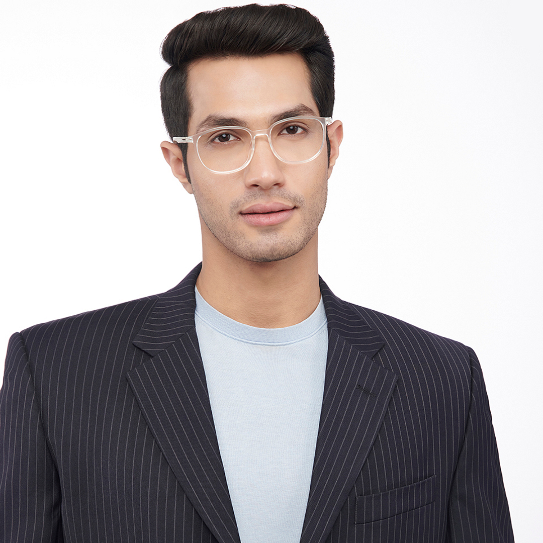 Lenskart BLU Screen Glasses Blue Block Zero Power Screen Glasses : Transparent Full Rim Sqaure Lenskart BLU LB E13739-C3 right side