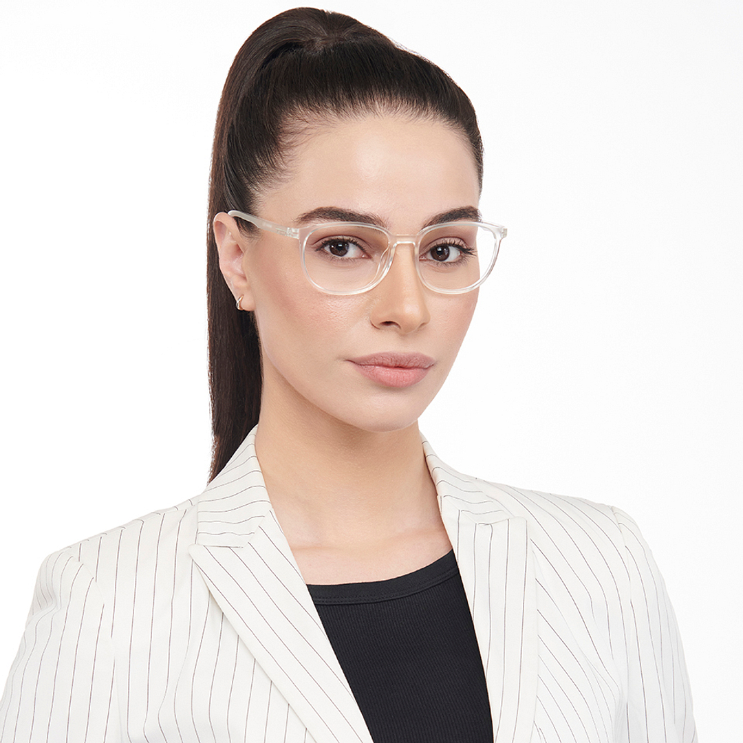 Lenskart BLU Screen Glasses Blue Block Zero Power Screen Glasses : Transparent Full Rim Sqaure Lenskart BLU LB E13739-C3 left side