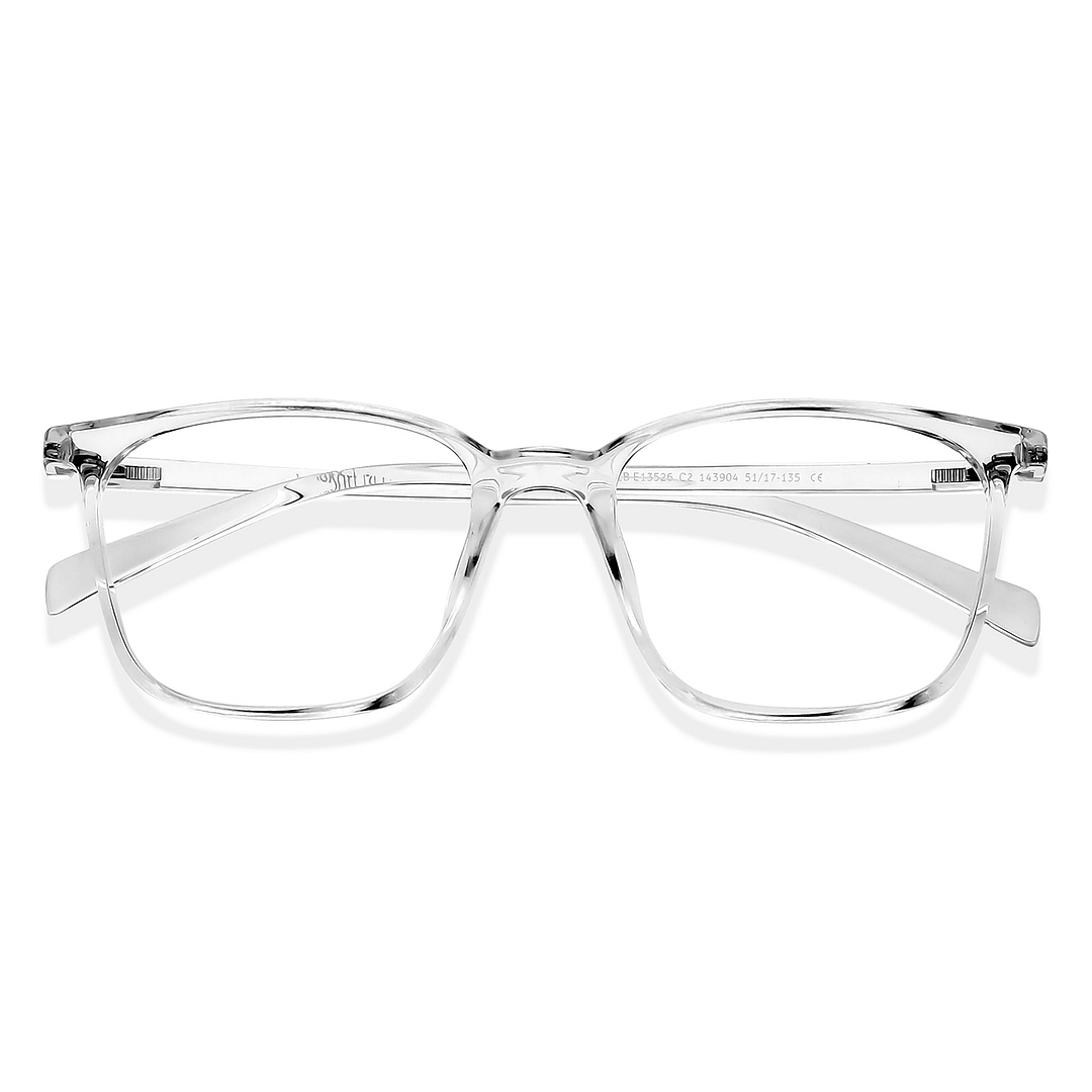 Lenskart BLU Screen Glasses Blue Block Zero Power Screen Glasses : Transparent Full Rim Square Lenskart Blu LB E13526-C2 left side