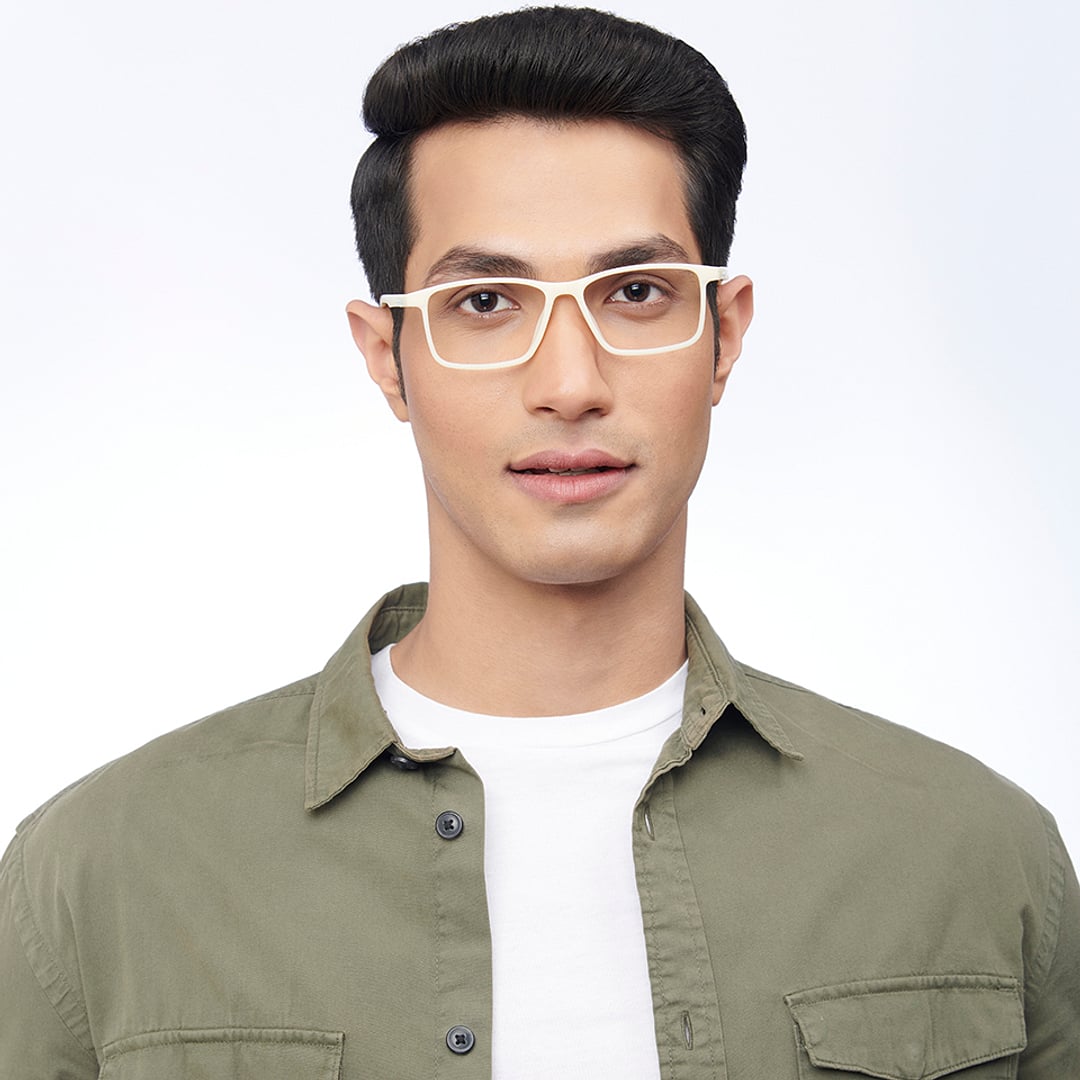 Lenskart BLU Screen Glasses Blue Block Zero Power Screen Glasses : White Full Rim Rectangle Lenskart BLU LB E13738-C4 right side