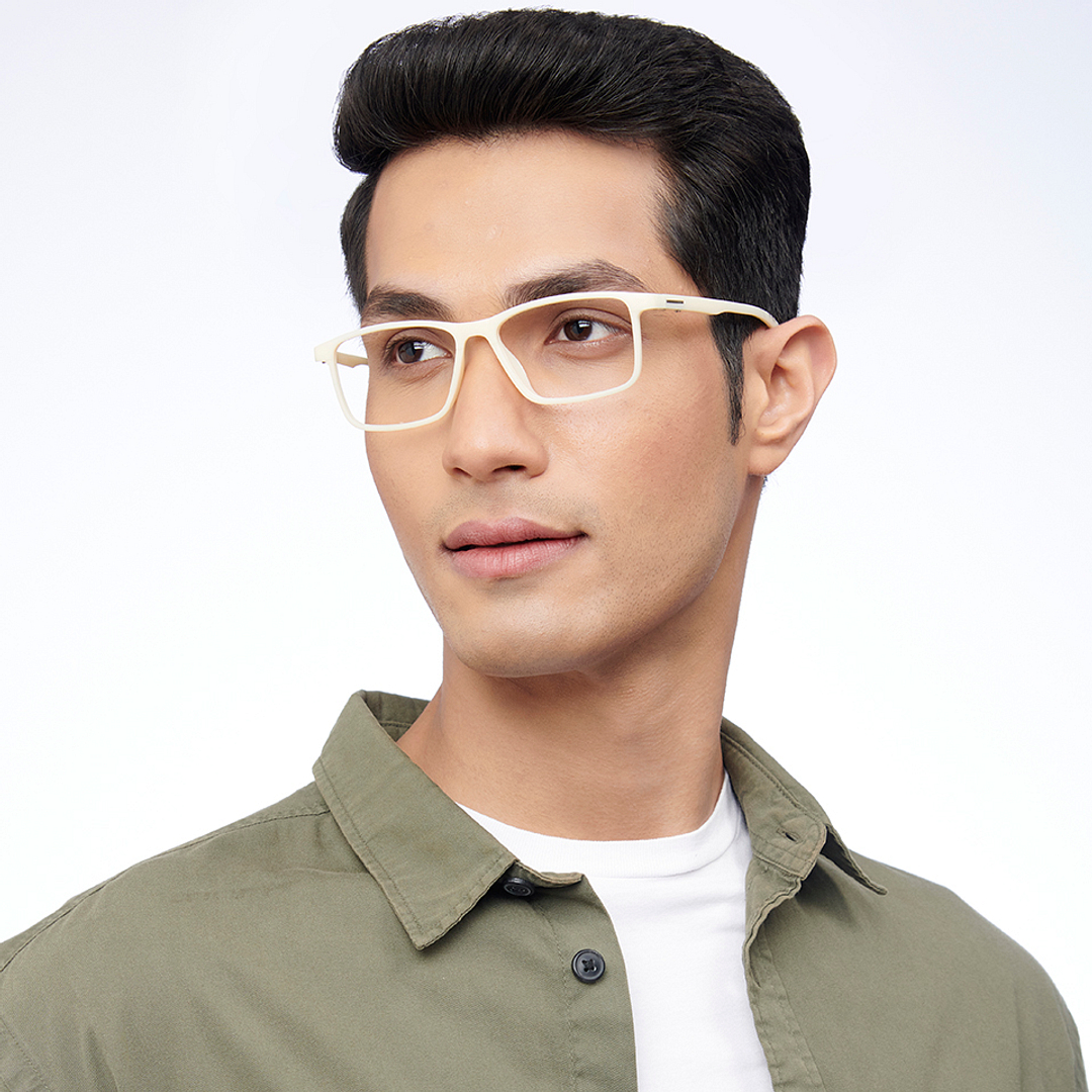 Lenskart BLU Screen Glasses Blue Block Zero Power Screen Glasses : White Full Rim Rectangle Lenskart BLU LB E13738-C4 left side