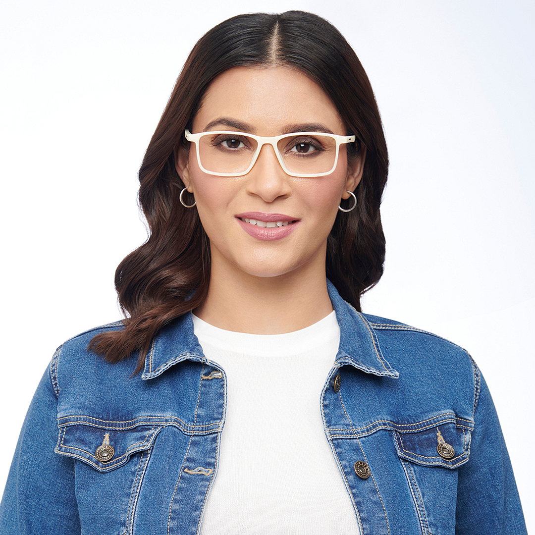 Lenskart BLU Screen Glasses Blue Block Zero Power Screen Glasses : White Full Rim Rectangle Lenskart BLU LB E13738-C4 right side