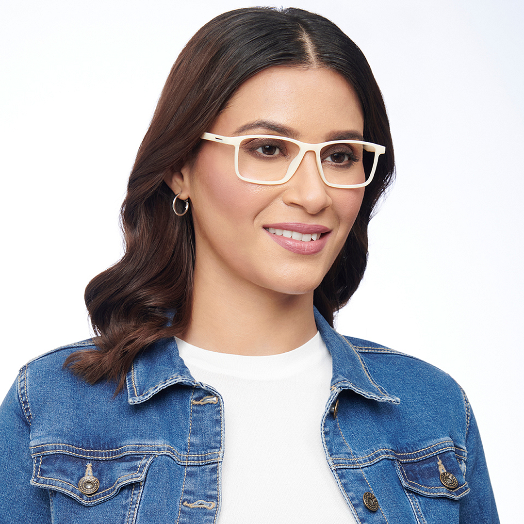 Lenskart BLU Screen Glasses Blue Block Zero Power Screen Glasses : White Full Rim Rectangle Lenskart BLU LB E13738-C4 left side