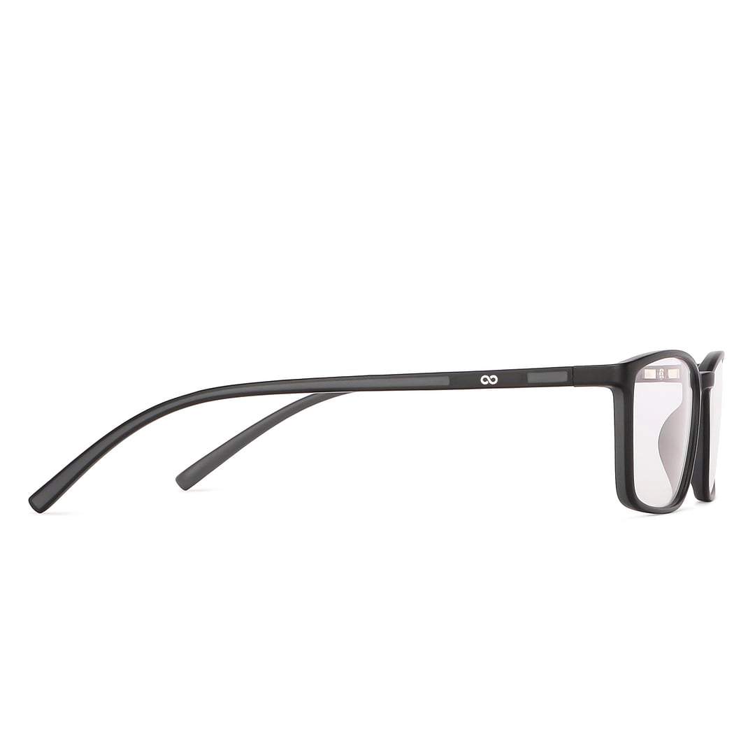Lenskart BLU Screen Glasses Blue Block Zero Power Screen Glasses : Matte Black Grey Full Rim Rectangle Lenskart Blu LB E13527-C1 left side