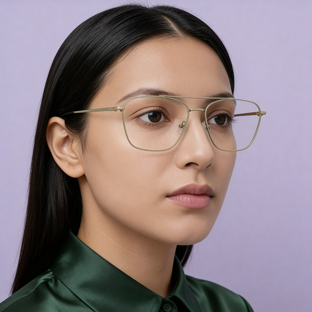 Buy Blue Block Zero Power Screen Glasses: Gold Full Rim Aviator