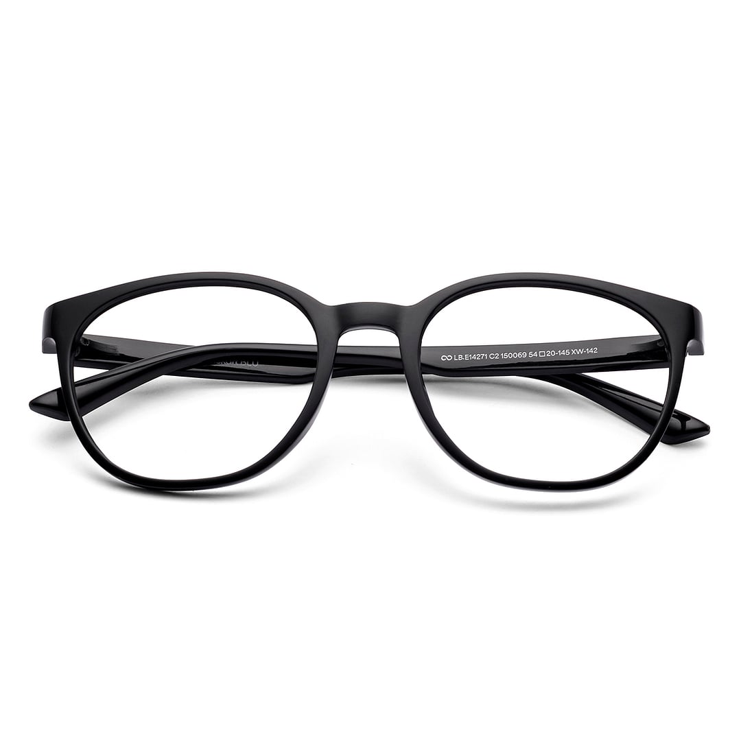 Lenskart BLU Screen Glasses Blue Block Zero Power Screen Glasses : Black Black Full Rim Round Lenskart Blu LB E14271-C2 left side
