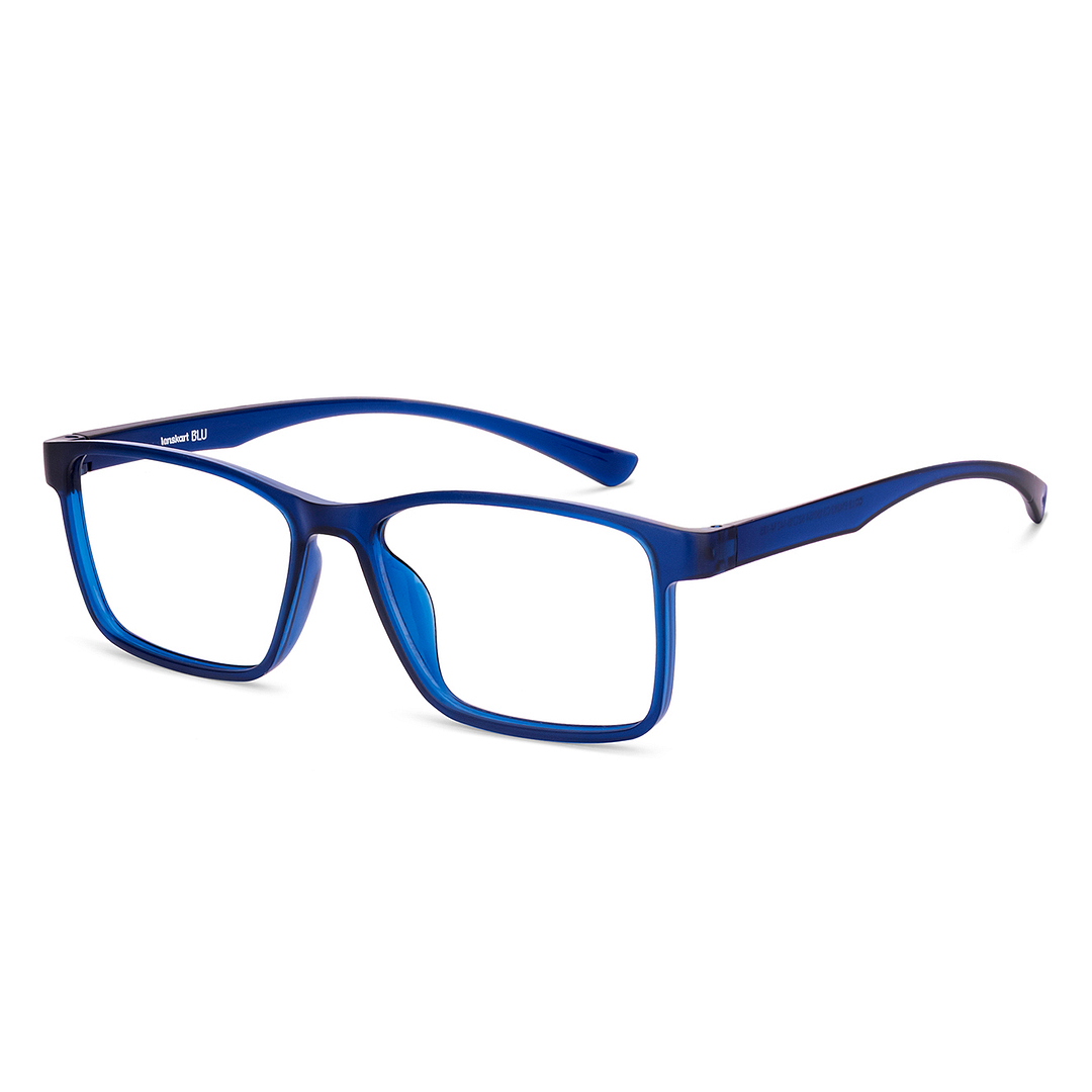 Lenskart BLU Screen Glasses Blue Block Zero Power Screen Glasses : Black Blue Full Rim Rectangle Lenskart Blu LB E14283-C3 left side