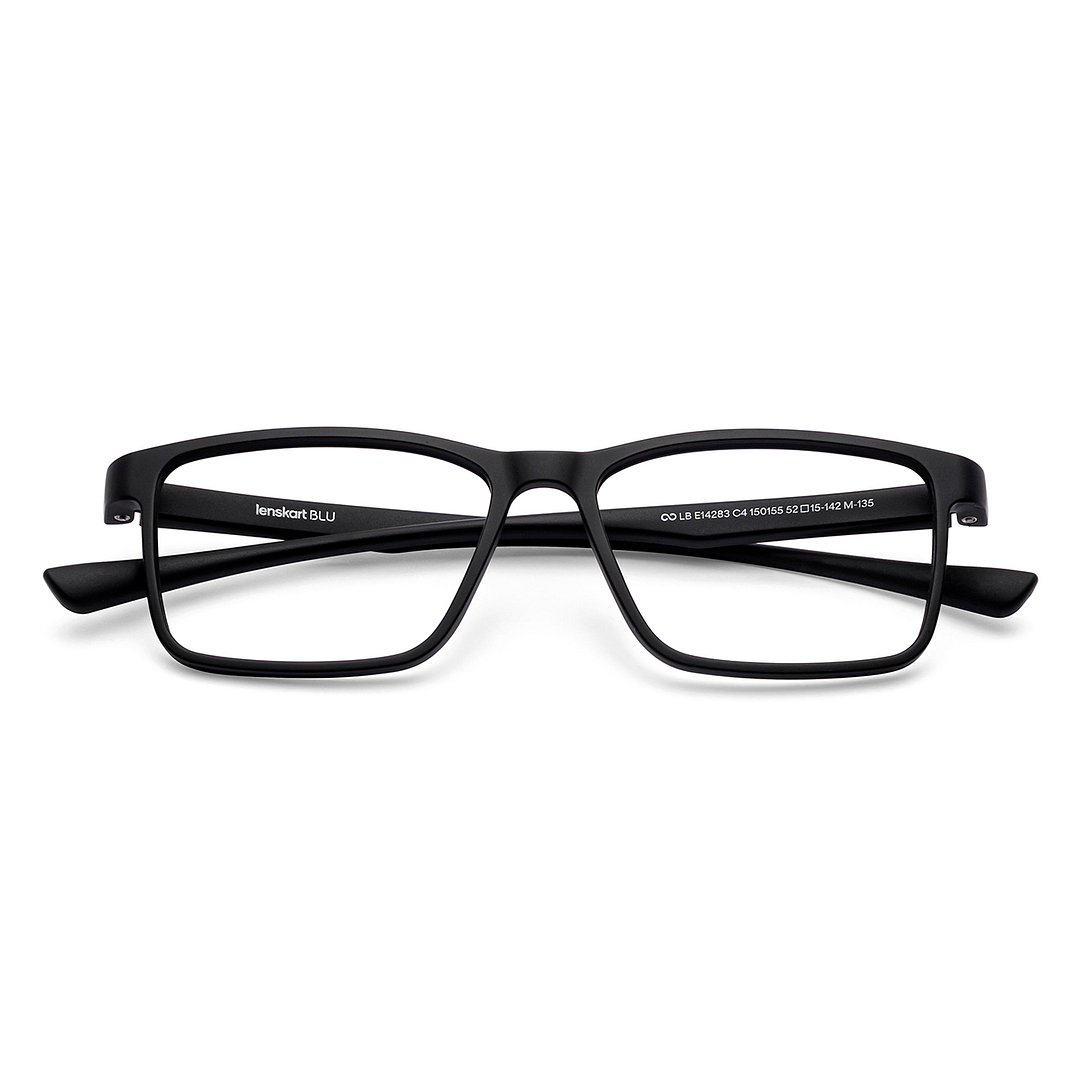 Lenskart BLU Screen Glasses Blue Block Zero Power Screen Glasses : Black Full Rim Rectangle Lenskart BLU LB E14283-C4 left side
