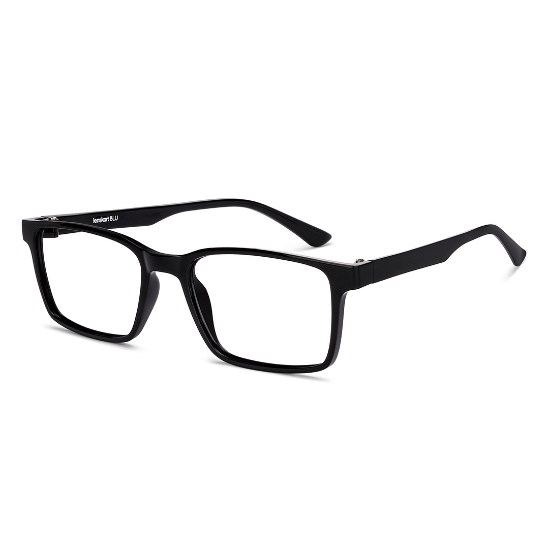 Lenskart BLU Screen Glasses Blue Block Zero Power Screen Glasses : Black Full Rim Rectangle Lenskart Blu LB E14454-C1 left side