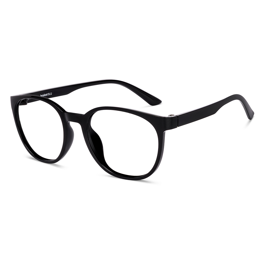 Lenskart BLU Screen Glasses Blue Block Zero Power Screen Glasses : Black Full Rim Round Lenskart Blu-C5 right side