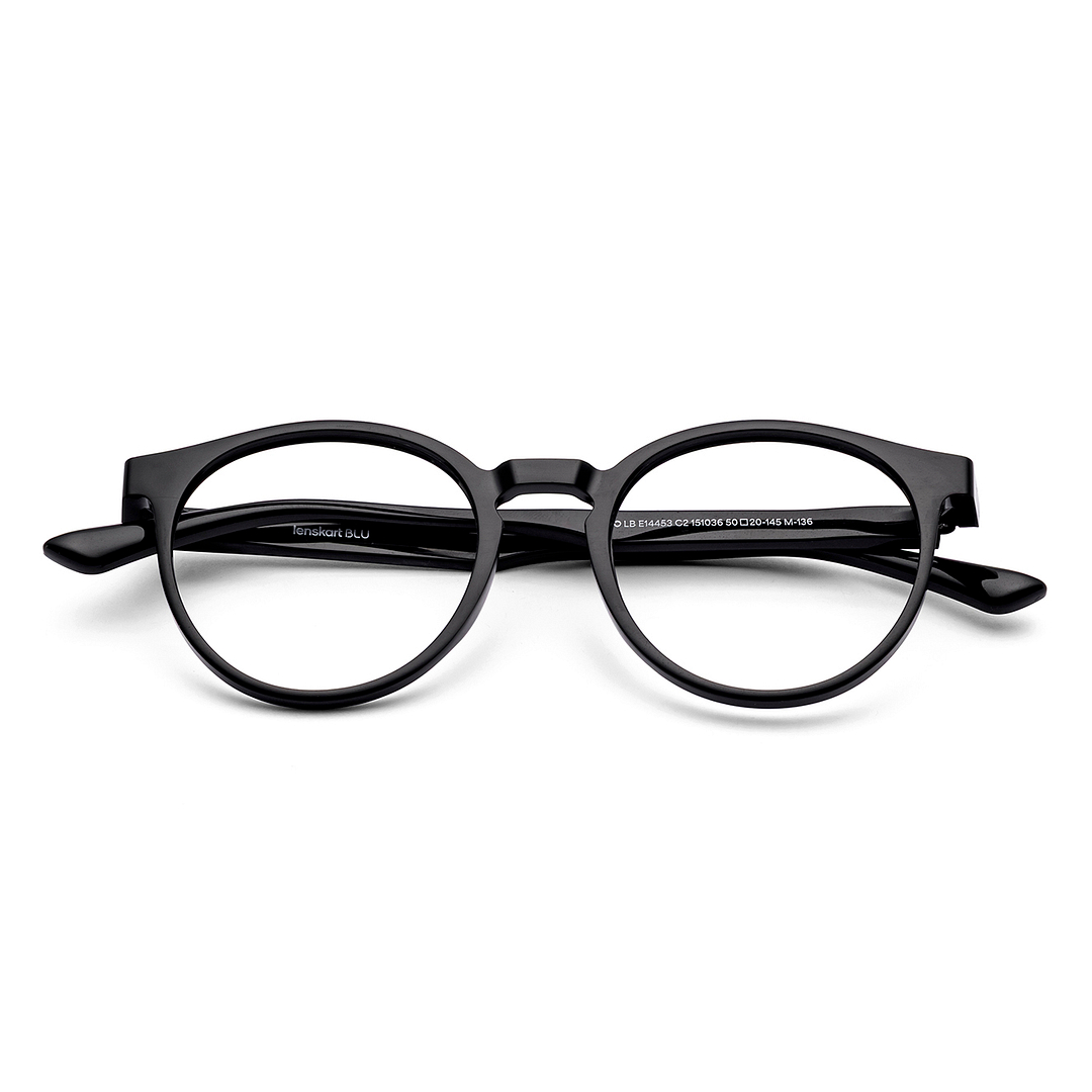 Lenskart BLU Screen Glasses Blue Block Zero Power Screen Glasses : Black Full Rim Round Lenskart Blu LB E14453-C2 left side
