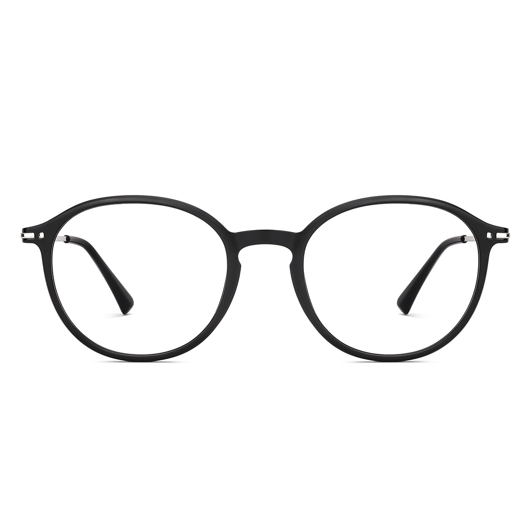 Lenskart BLU Screen Glasses Blue Block Zero Power Screen Glasses : Black Silver Black Full Rim Round Lenskart Blu LB E14787-C3 right side