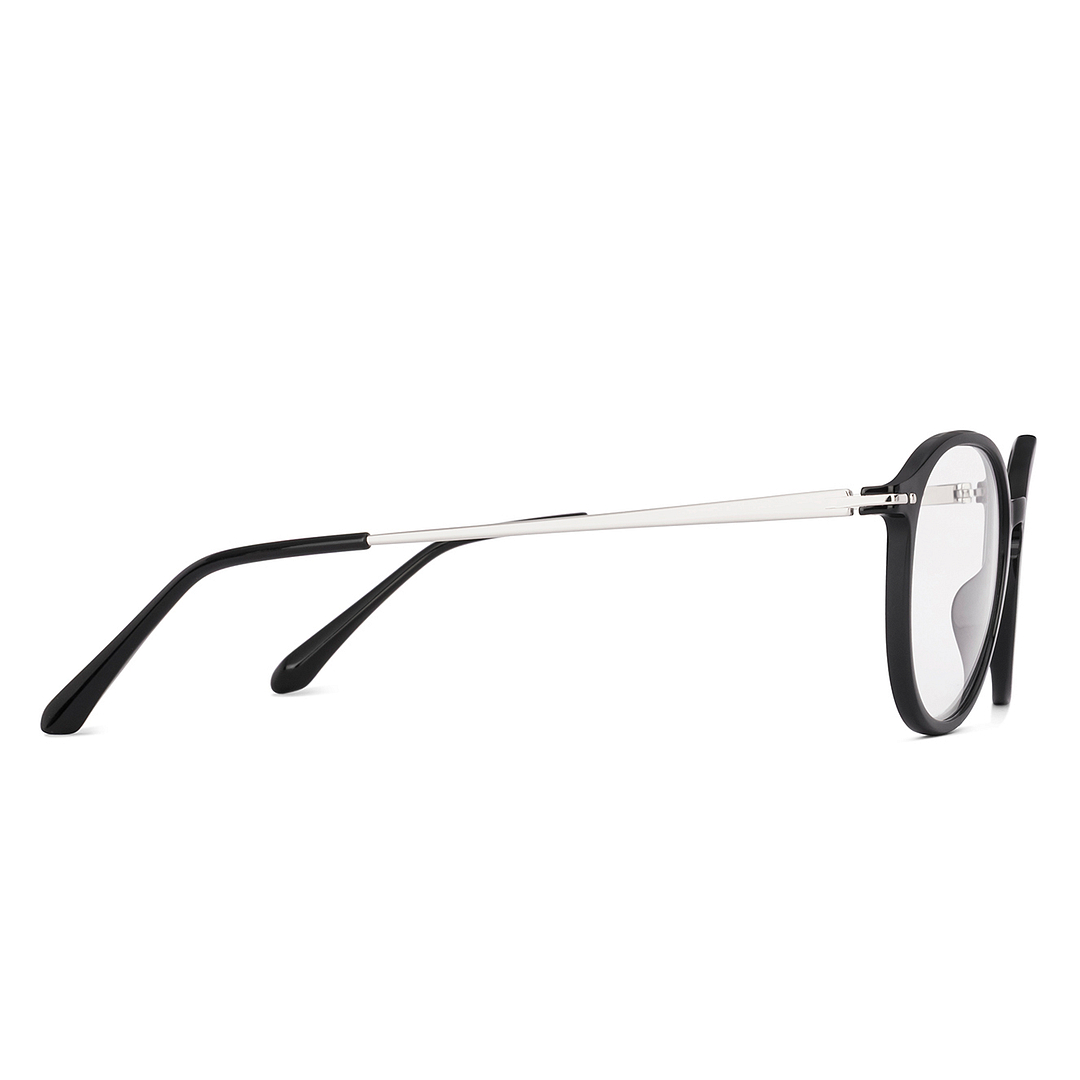 Lenskart BLU Screen Glasses Blue Block Zero Power Screen Glasses : Black Silver Black Full Rim Round Lenskart Blu LB E14787-C3 left side