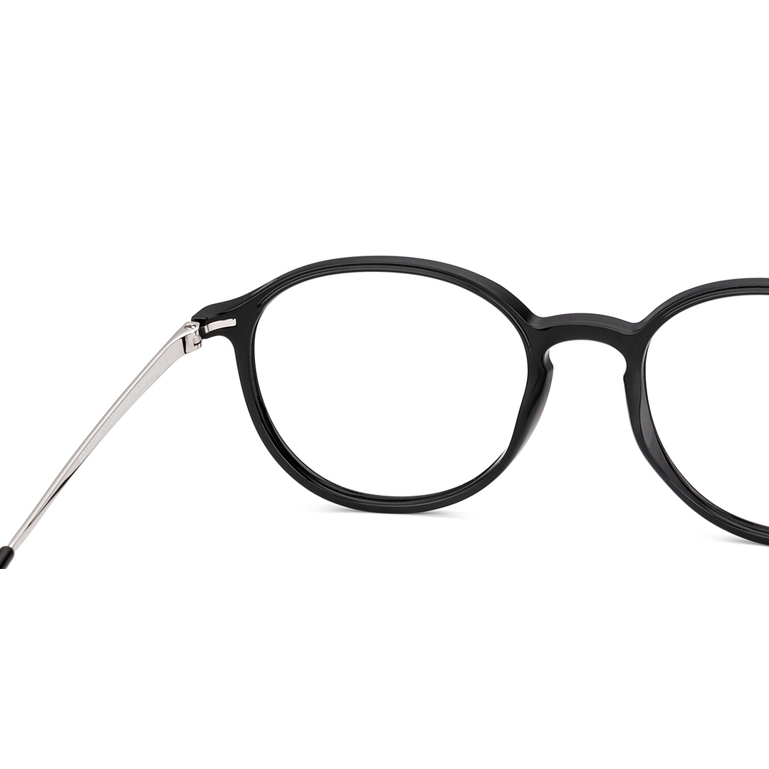 Lenskart BLU Screen Glasses Blue Block Zero Power Screen Glasses : Black Silver Black Full Rim Round Lenskart Blu LB E14787-C3 right side