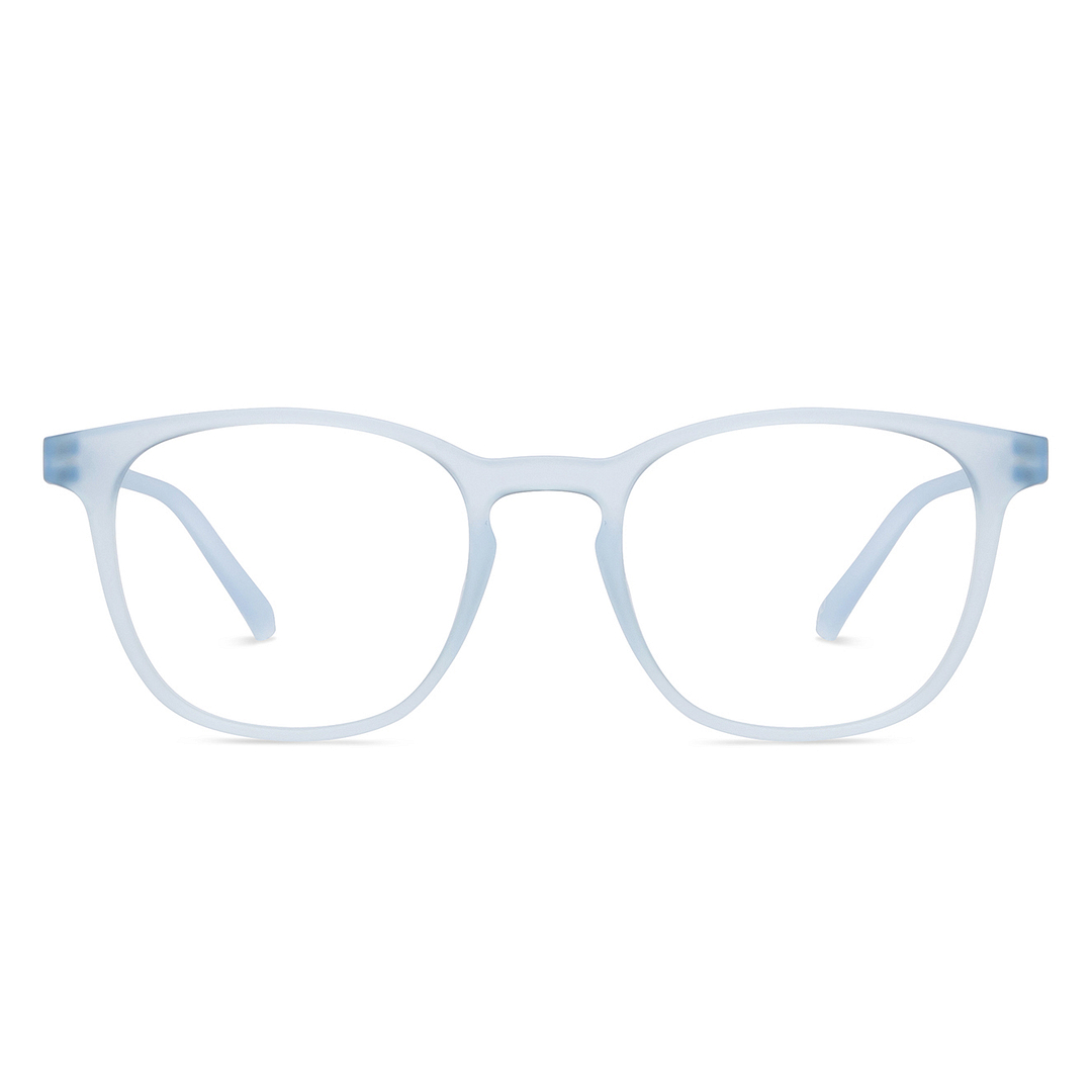 Lenskart Hustlr Screen Glasses Blue Block Zero Power Screen Glasses : Blue Sky Transparent Full Rim Square Lenskart HUSTLR LB E14058-W C3 right side