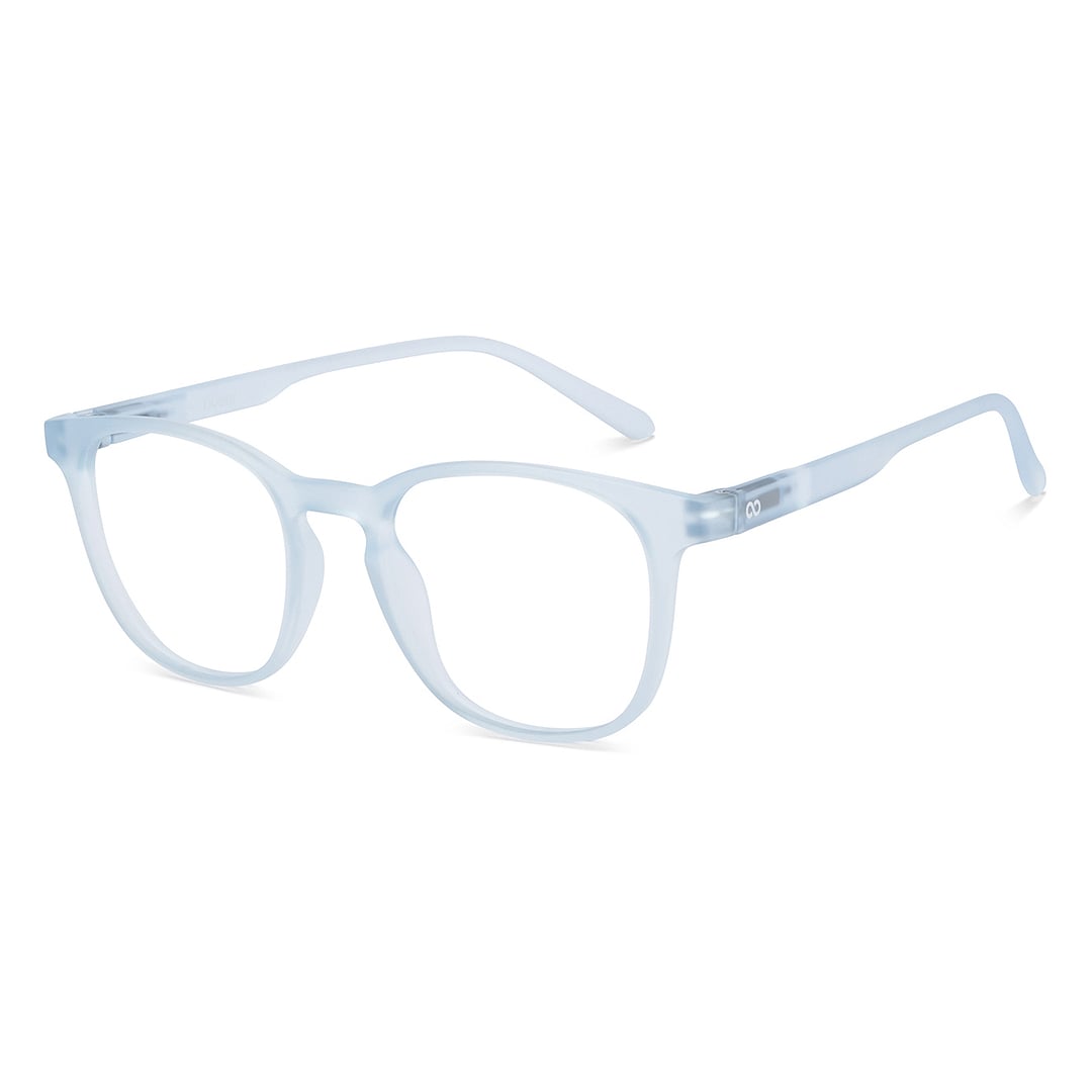 Lenskart Hustlr Screen Glasses Blue Block Zero Power Screen Glasses : Blue Sky Transparent Full Rim Square Lenskart HUSTLR LB E14058-W C3 right side