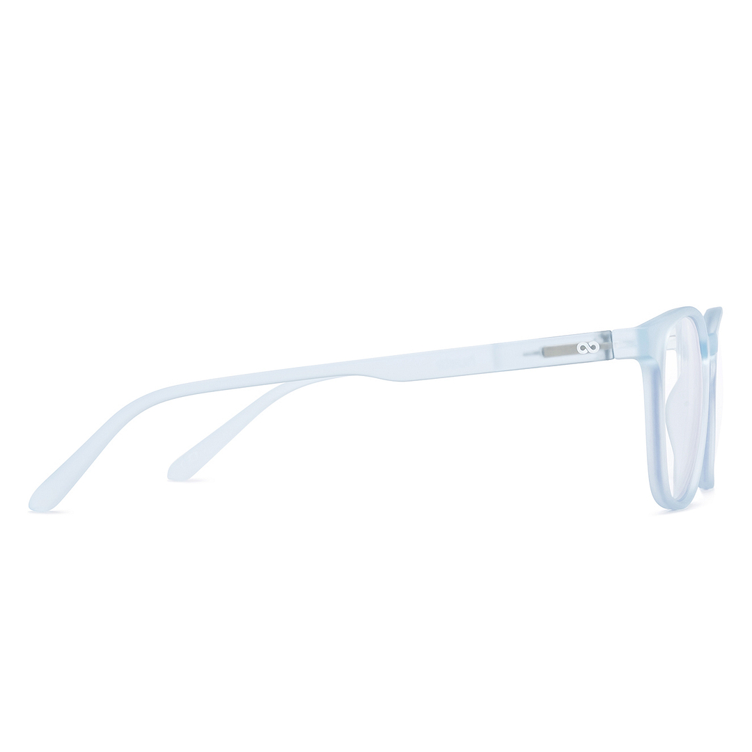 Lenskart Hustlr Screen Glasses Blue Block Zero Power Screen Glasses : Blue Sky Transparent Full Rim Square Lenskart HUSTLR LB E14058-W C3 left side