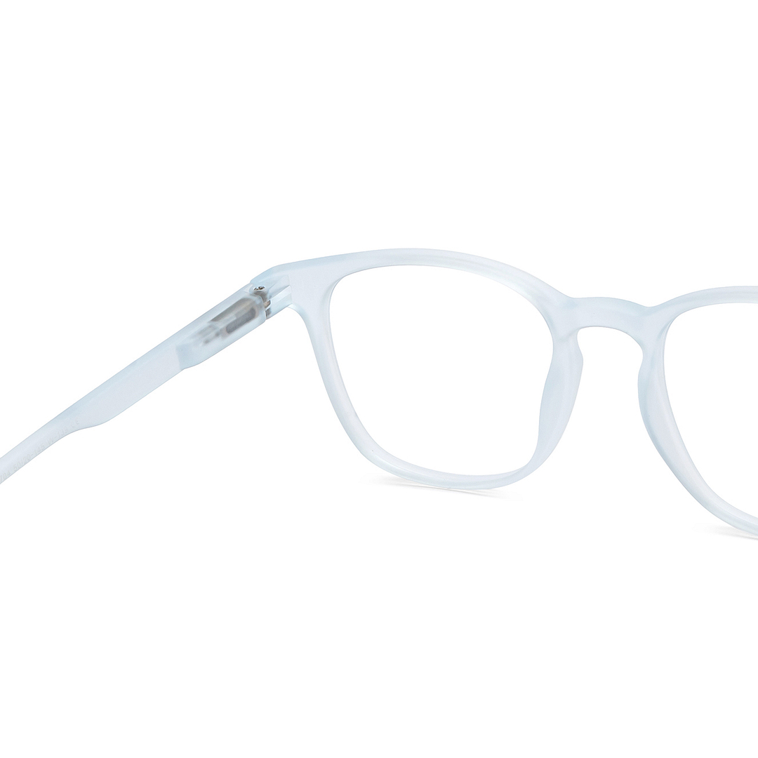 Lenskart Hustlr Screen Glasses Blue Block Zero Power Screen Glasses : Blue Sky Transparent Full Rim Square Lenskart HUSTLR LB E14058-W C3 left side