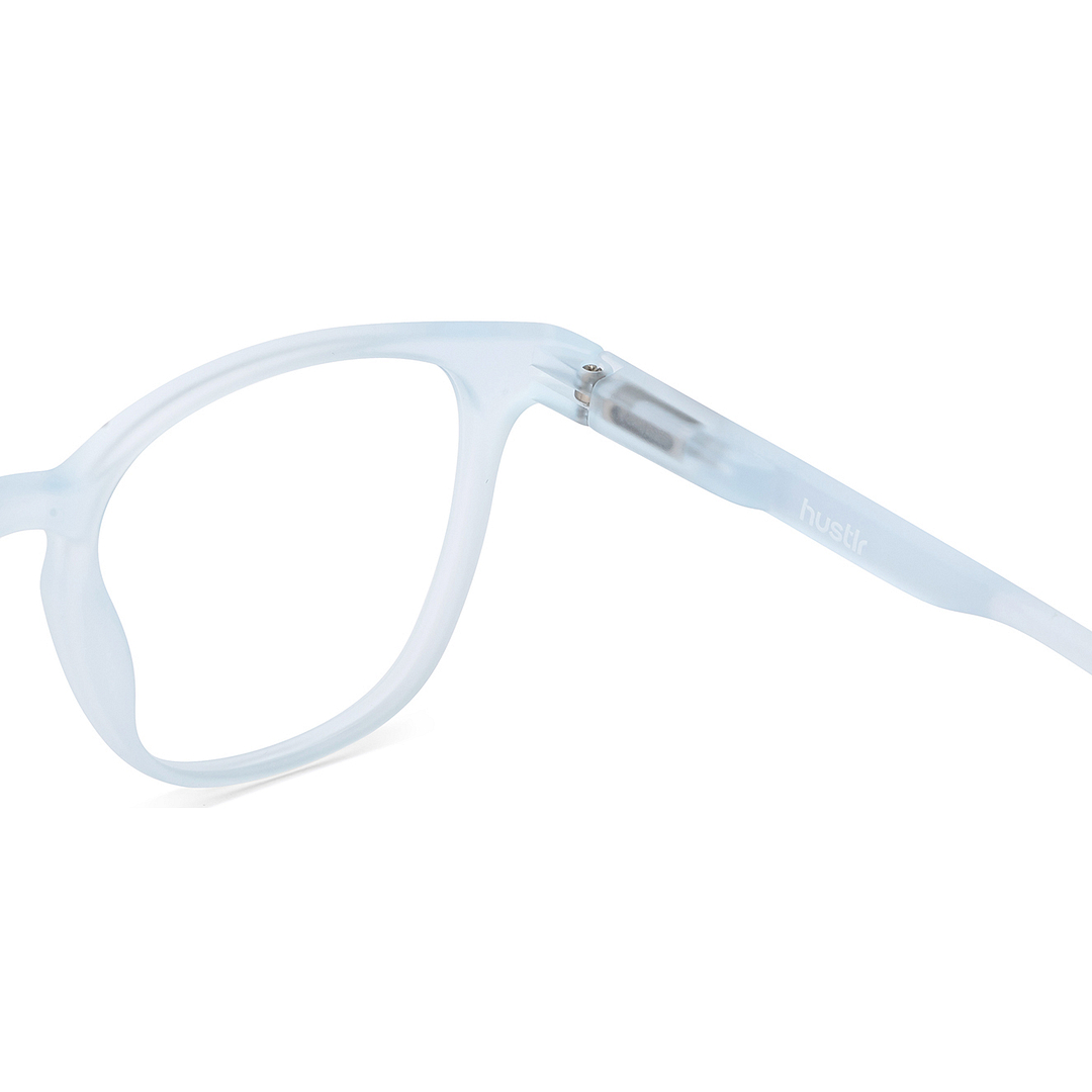 Lenskart Hustlr Screen Glasses Blue Block Zero Power Screen Glasses : Blue Sky Transparent Full Rim Square Lenskart HUSTLR LB E14058-W C3 right side