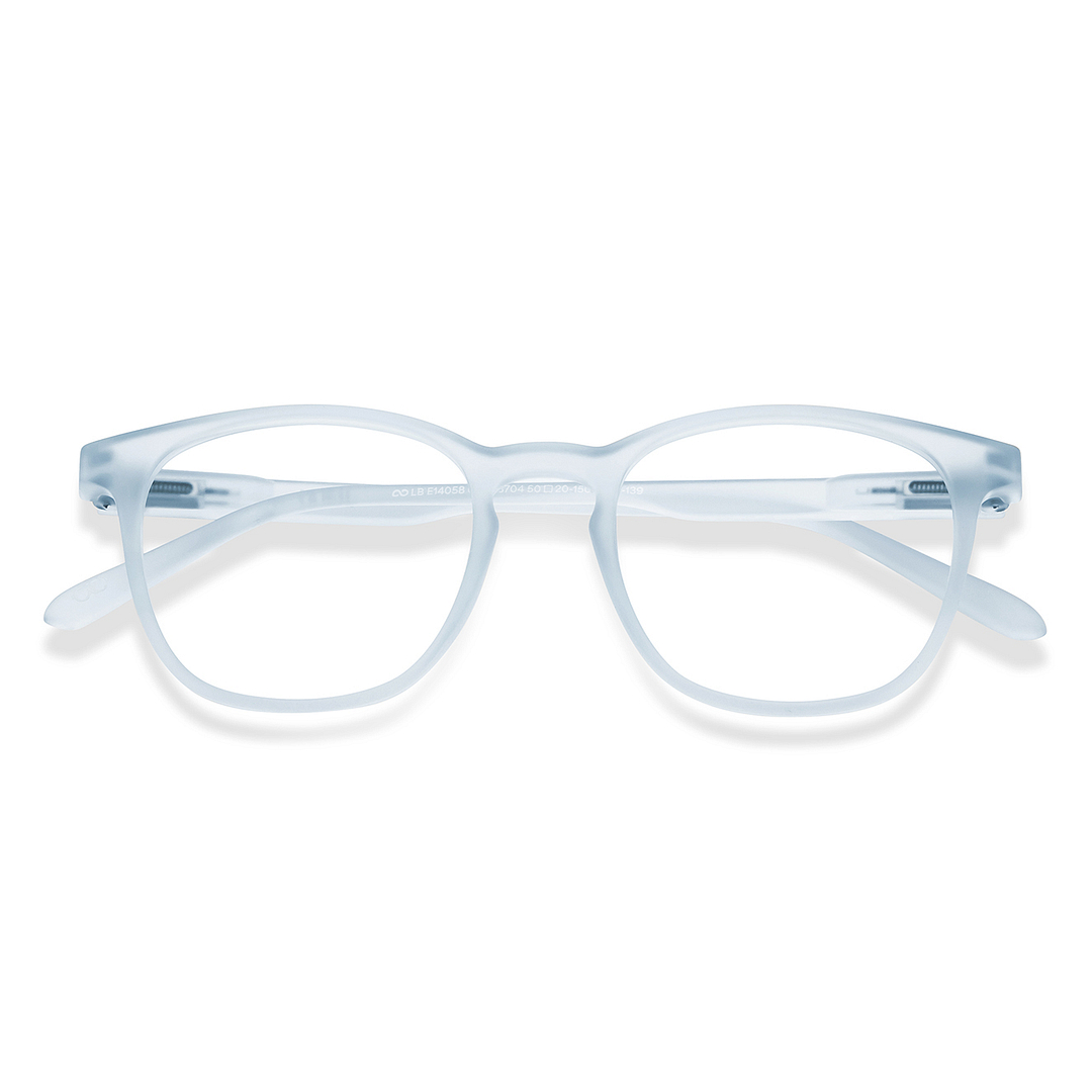 Lenskart Hustlr Screen Glasses Blue Block Zero Power Screen Glasses : Blue Sky Transparent Full Rim Square Lenskart HUSTLR LB E14058-W C3 left side