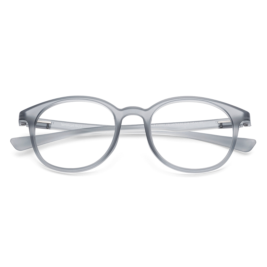 Lenskart BLU Screen Glasses Blue Block Zero Power Screen Glasses : Blue Transparent Full Rim Round Lenskart BLU LB E14240-C2 left side