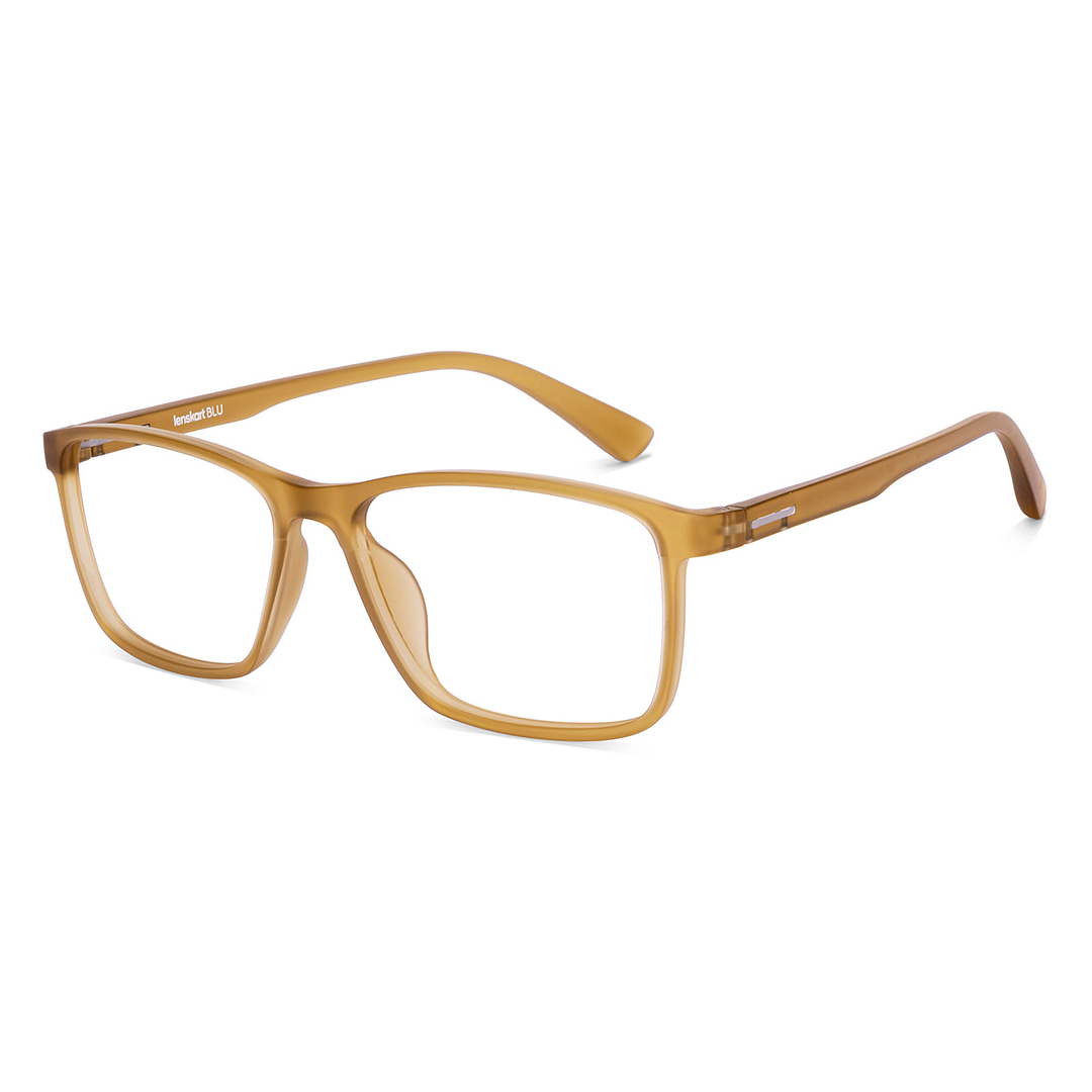 Lenskart BLU Screen Glasses Blue Block Zero Power Screen Glasses : Brown Transparent Full Rim Rectangle Lenskart BLU LB E14242-C3 right side