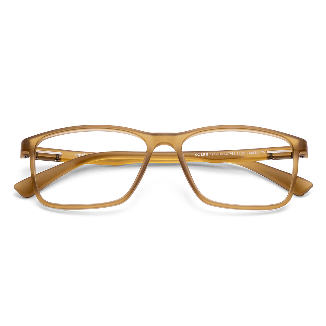 Lenskart BLU Screen Glasses Blue Block Zero Power Screen Glasses : Brown Transparent Full Rim Rectangle Lenskart BLU LB E14242-C3 left side