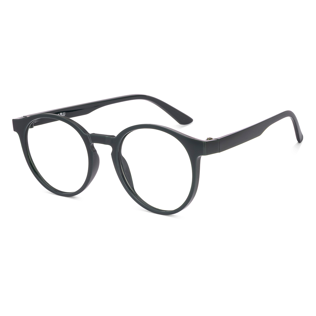 Lenskart BLU Screen Glasses Blue Block Zero Power Screen Glasses : Dark Green Full Rim Round Lenskart Blu LB E14453-C5 right side