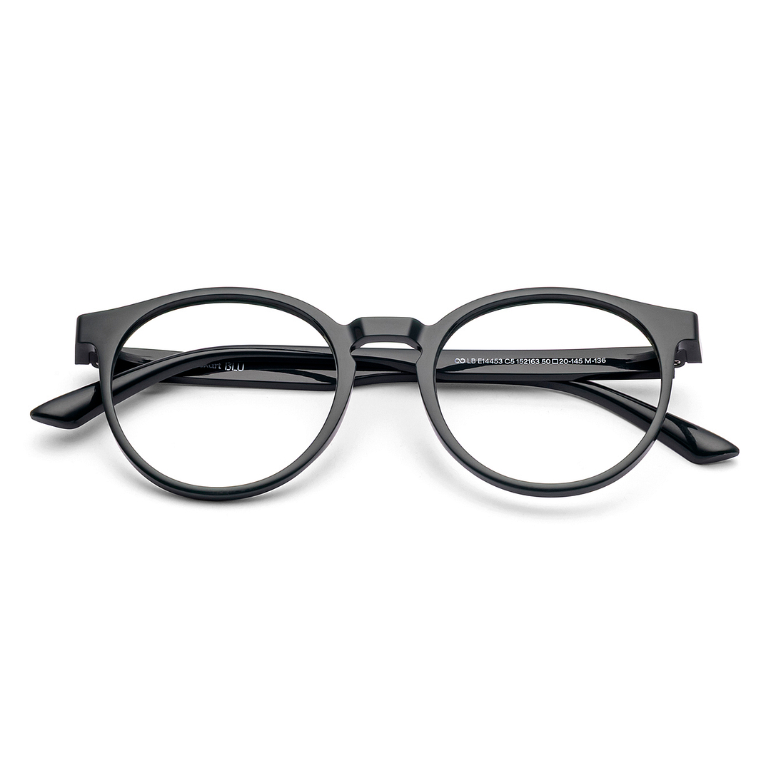 Lenskart BLU Screen Glasses Blue Block Zero Power Screen Glasses : Dark Green Full Rim Round Lenskart Blu LB E14453-C5 left side