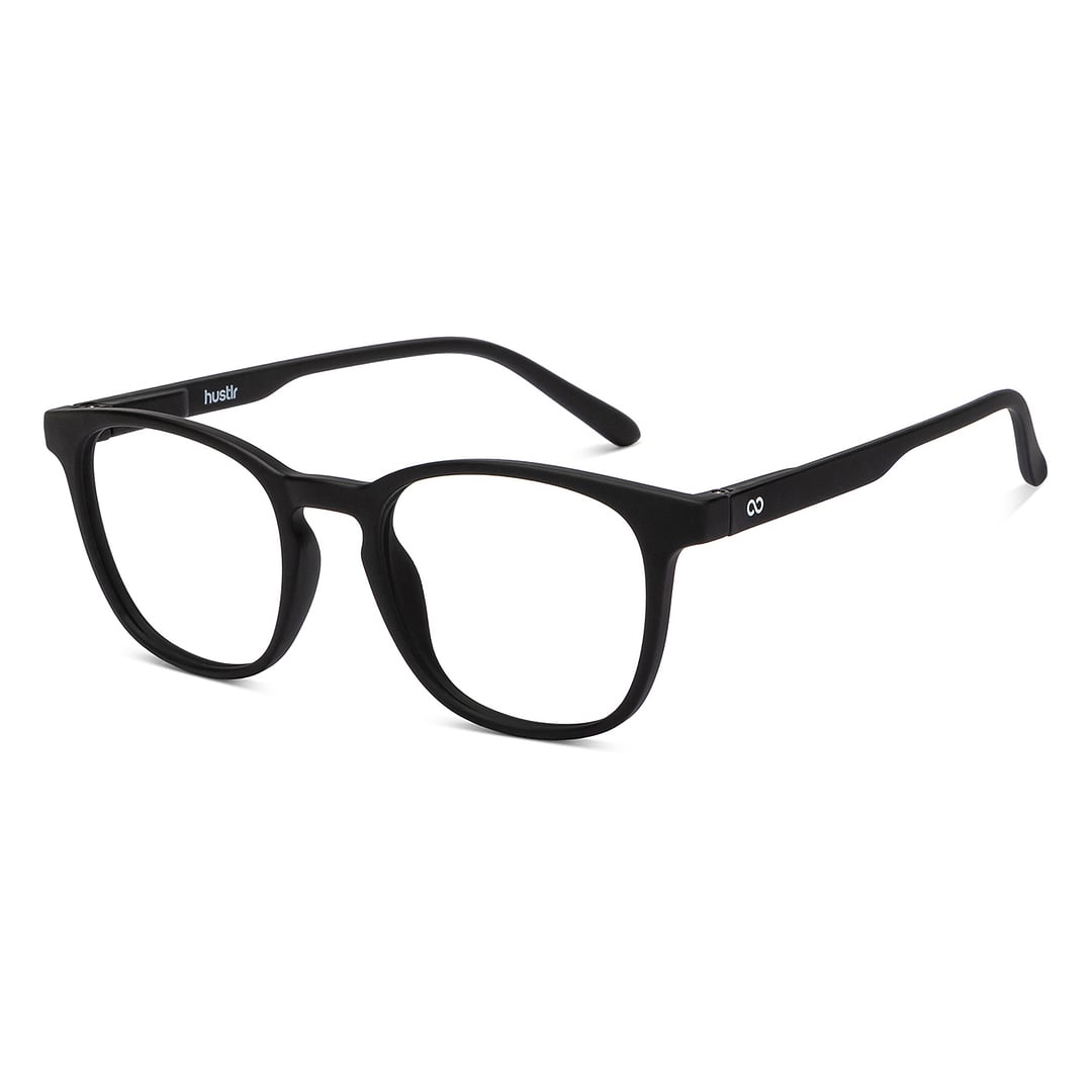 Lenskart Hustlr Screen Glasses Blue Block Zero Power Screen Glasses : Dark Night Full Rim Square Lenskart HUSTLR LB E14058-W C1 left side