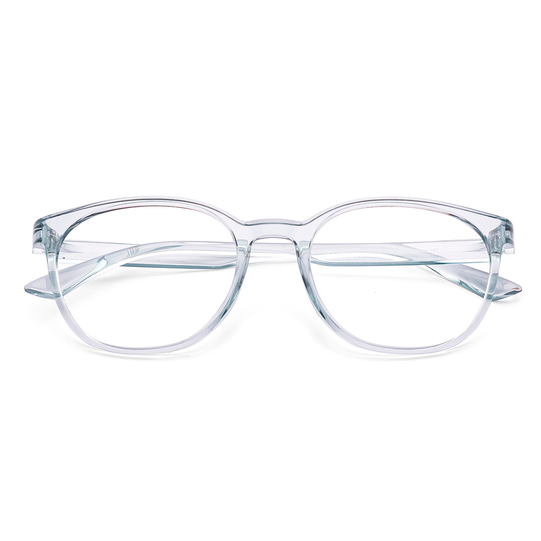 Lenskart BLU Screen Glasses Blue Block Zero Power Screen Glasses : Gray Transparent Blue Full Rim Round Lenskart BLU LB E14061-C1 left side