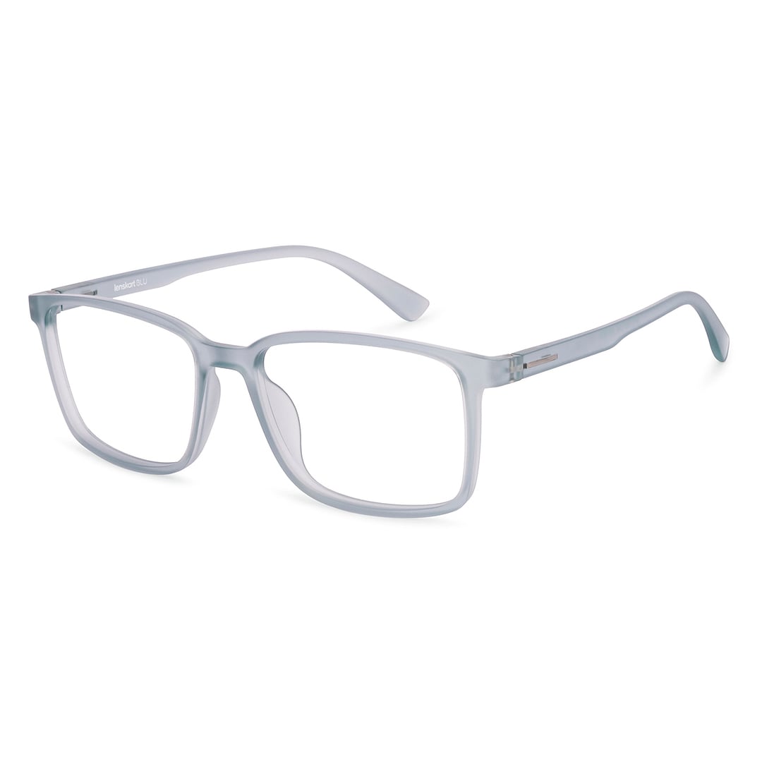Lenskart BLU Screen Glasses Blue Block Zero Power Screen Glasses : Gray Transparent Navy Blue Full Rim Rectangle Lenskart Blu LB E13737-C3 right side