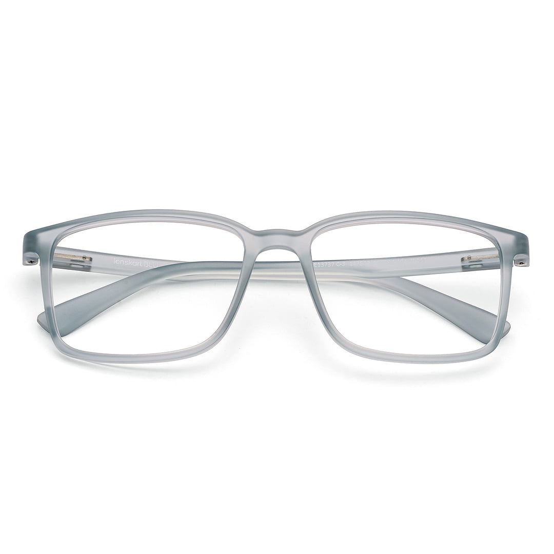 Lenskart BLU Screen Glasses Blue Block Zero Power Screen Glasses : Gray Transparent Navy Blue Full Rim Rectangle Lenskart Blu LB E13737-C3 left side