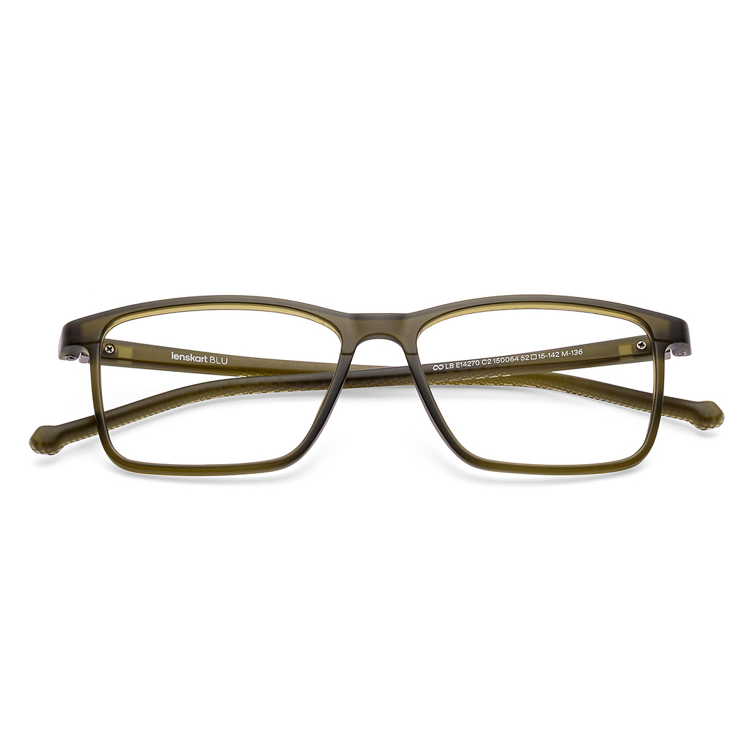 Lenskart BLU Screen Glasses Blue Block Zero Power Screen Glasses : Green Full Rim Rectangle Lenskart Blu LB E14270-C2 left side