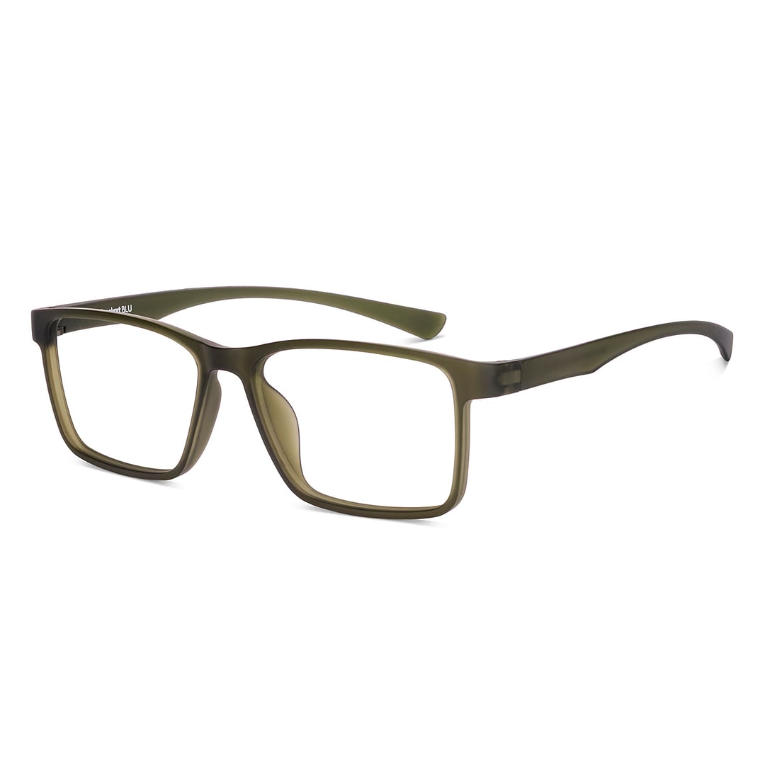 Lenskart BLU Screen Glasses Blue Block Zero Power Screen Glasses : Green Full Rim Rectangle Lenskart BLU LB E14283-C2 left side