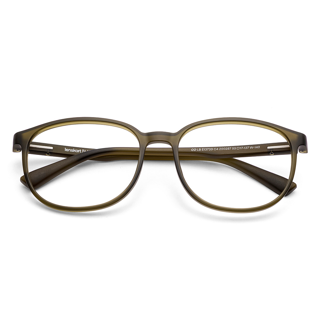 Lenskart BLU Screen Glasses Blue Block Zero Power Screen Glasses : Green Full Rim Round Lenskart Blu-C4 left side