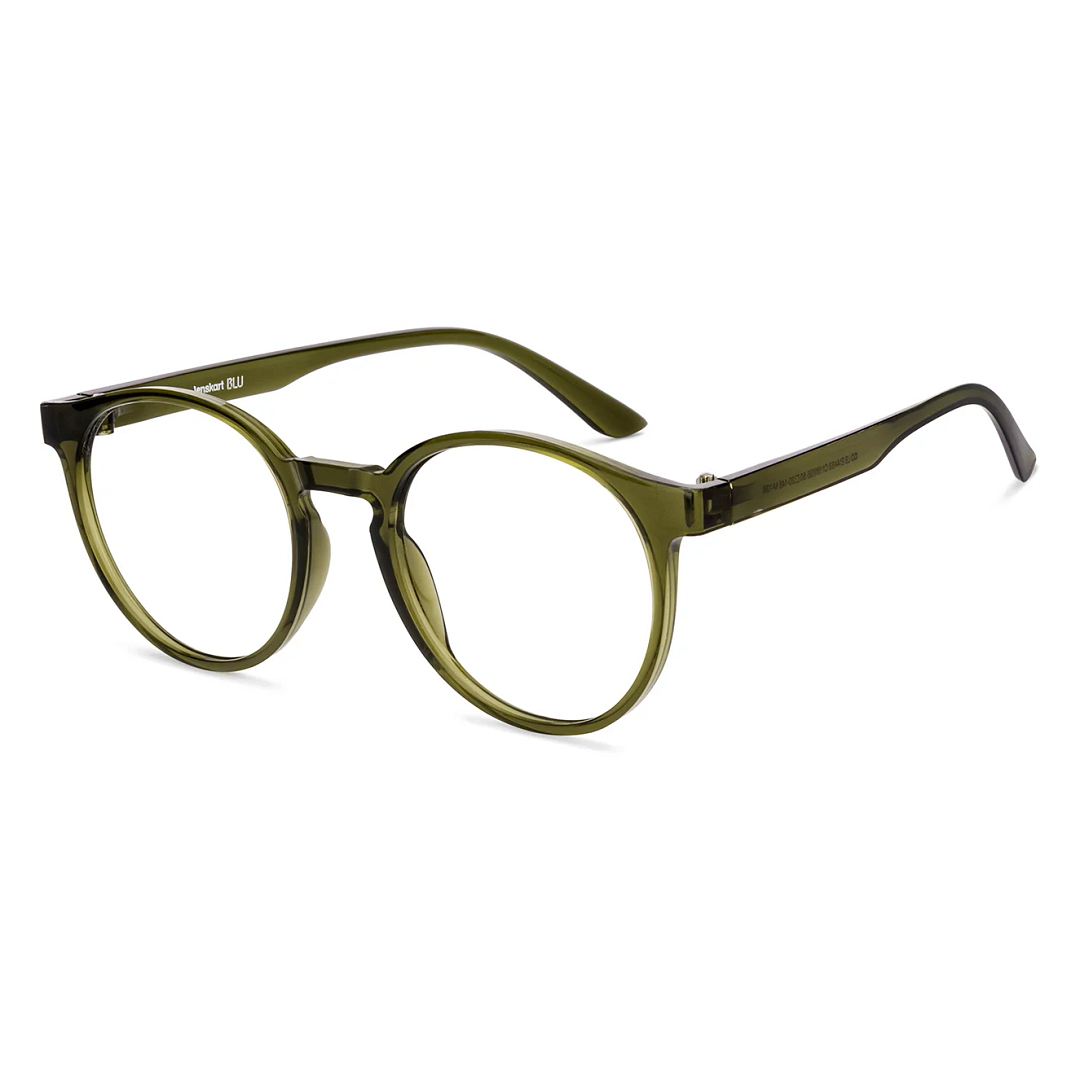 Lenskart BLU Screen Glasses Blue Block Zero Power Screen Glasses : Green Full Rim Round Lenskart Blu LB E14453-C1 right side