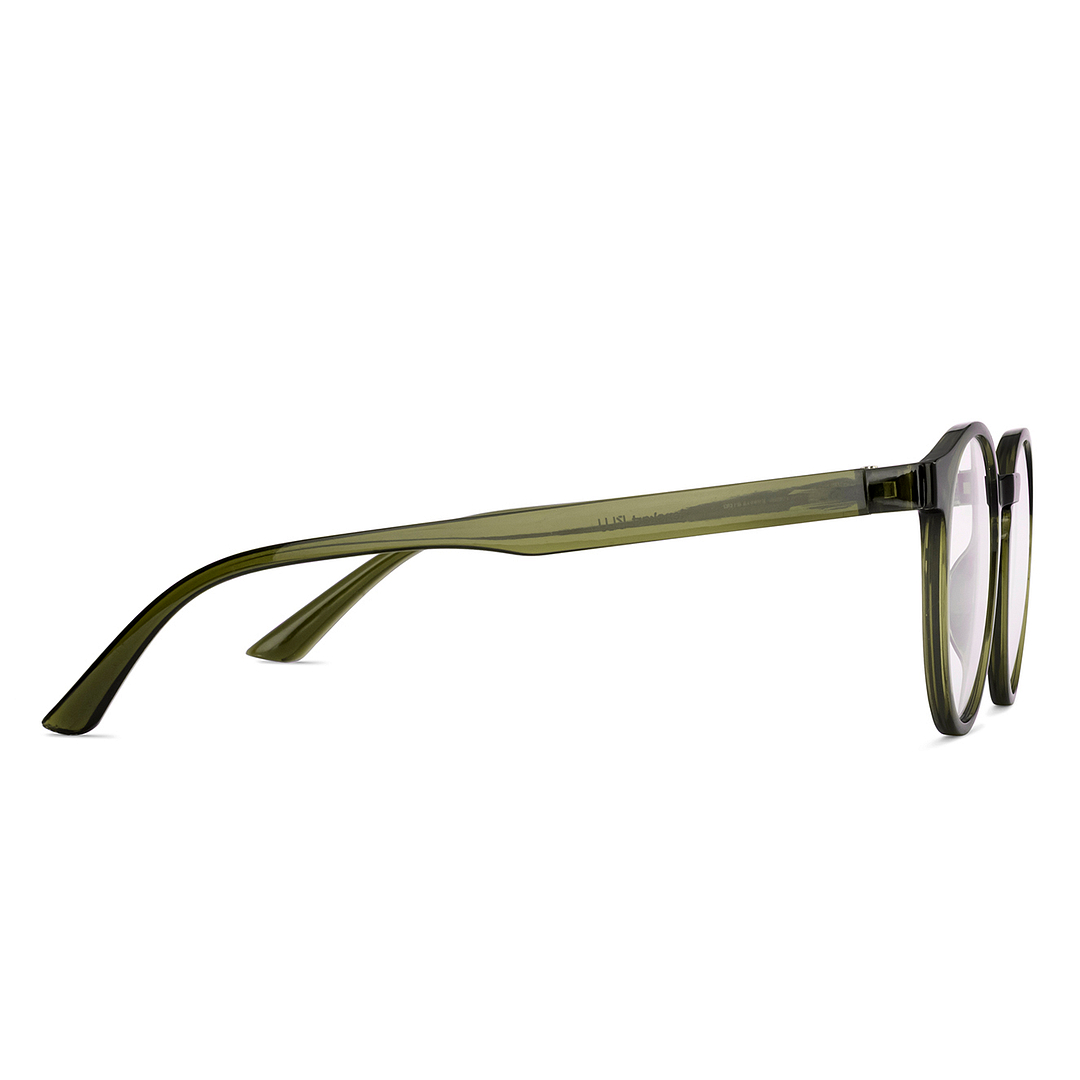 Lenskart BLU Screen Glasses Blue Block Zero Power Screen Glasses : Green Full Rim Round Lenskart Blu LB E14453-C1 left side