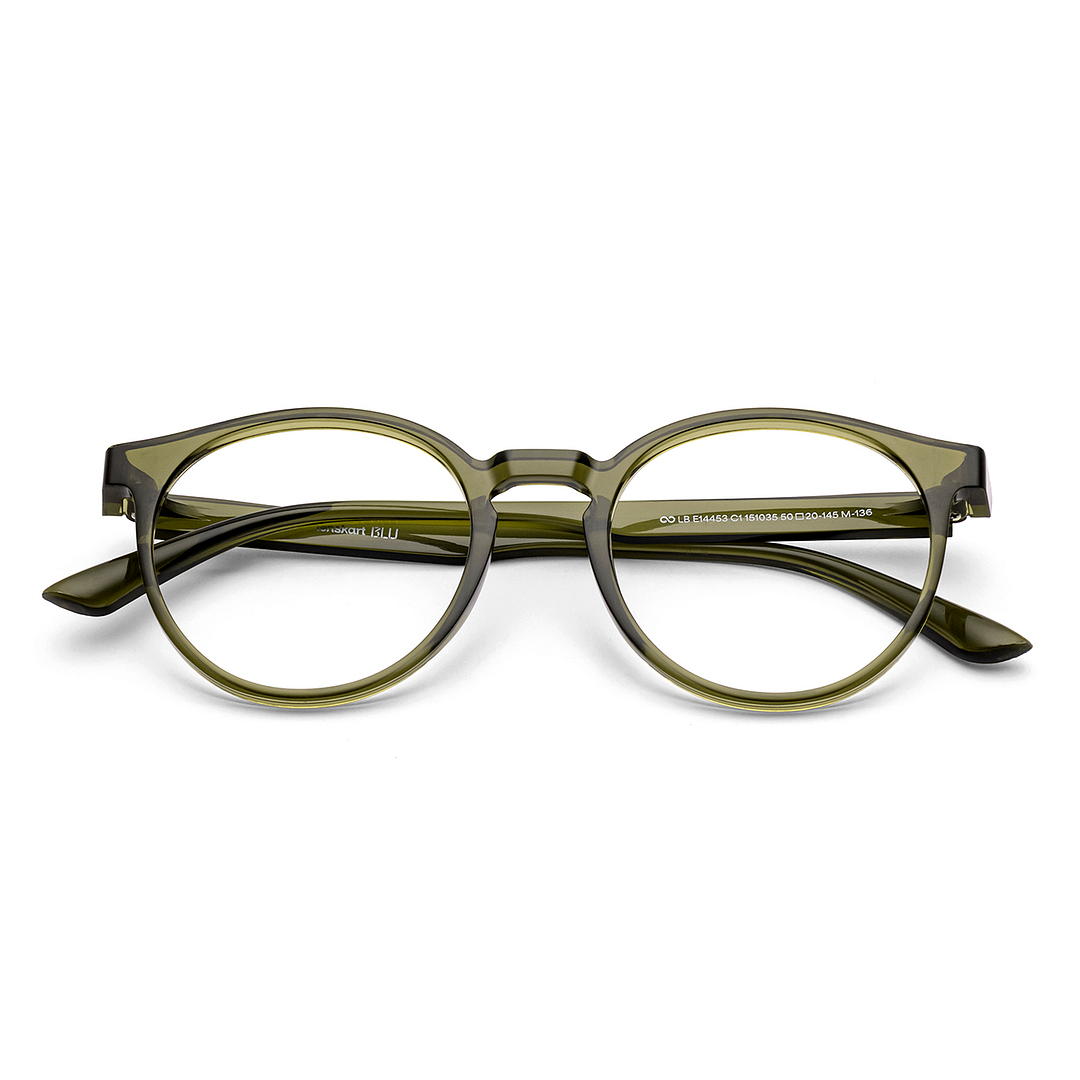 Lenskart BLU Screen Glasses Blue Block Zero Power Screen Glasses : Green Full Rim Round Lenskart Blu LB E14453-C1 left side