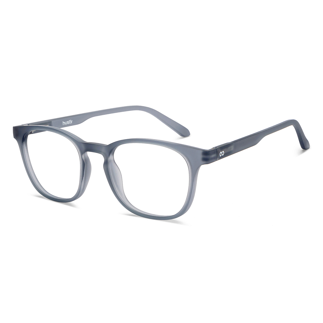 Lenskart Hustlr Screen Glasses Blue Block Zero Power Screen Glasses : Grey Stone Full Rim Square Lenskart HUSTLR LB E14058-XW C2 left side