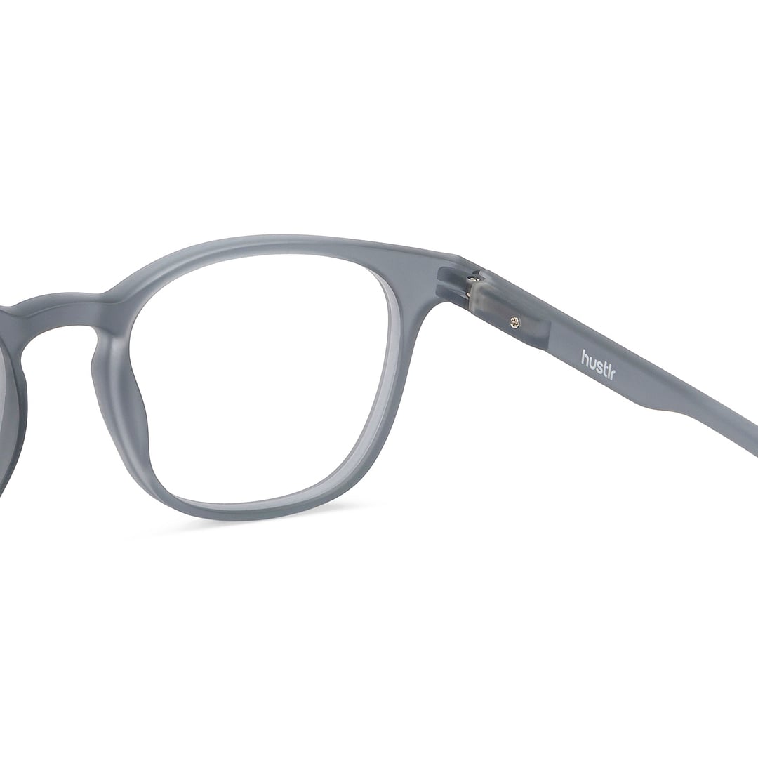 Lenskart Hustlr Screen Glasses Blue Block Zero Power Screen Glasses : Grey Stone Full Rim Square Lenskart HUSTLR LB E14058-XW C2 left side