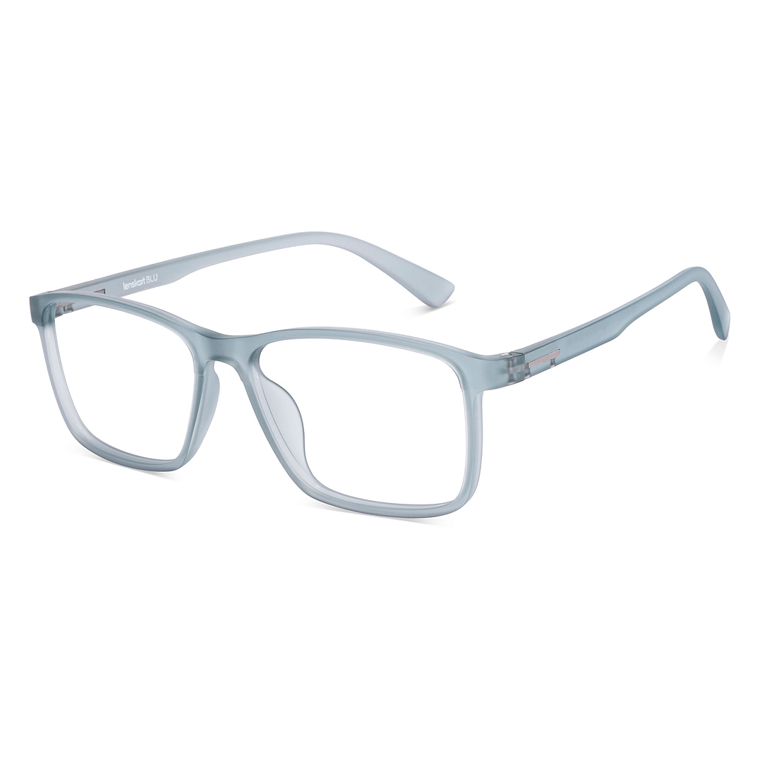 Lenskart BLU Screen Glasses Blue Block Zero Power Screen Glasses : Grey Transparent Full Rim Rectangle Lenskart Blu LB E14242-C1 left side