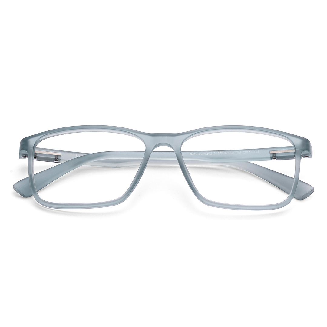 Lenskart BLU Screen Glasses Blue Block Zero Power Screen Glasses : Grey Transparent Full Rim Rectangle Lenskart Blu LB E14242-C1 left side
