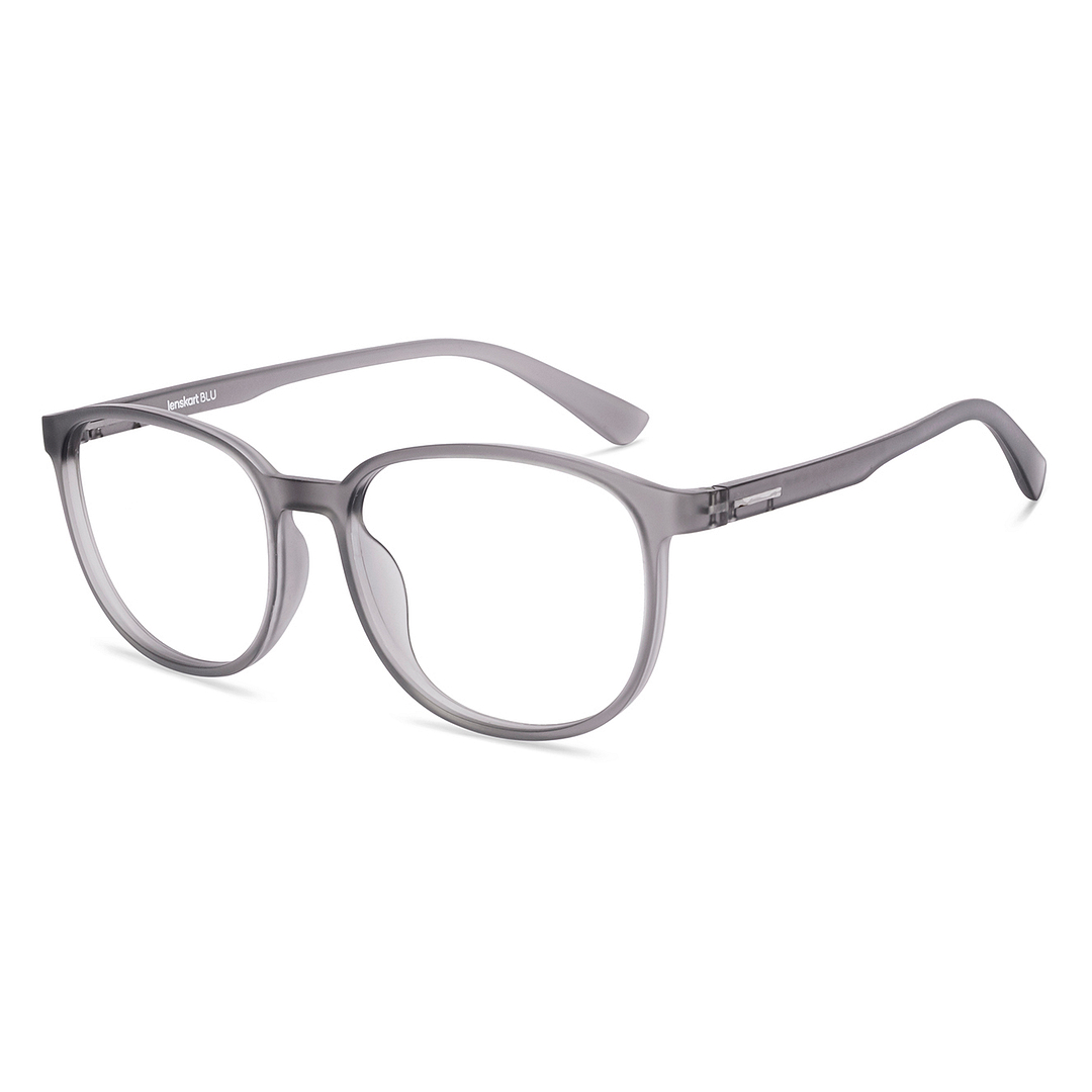 Lenskart BLU Screen Glasses Blue Block Zero Power Screen Glasses : Grey Transparent Full Rim Square Lenskart BLU LB E13739-C2 right side